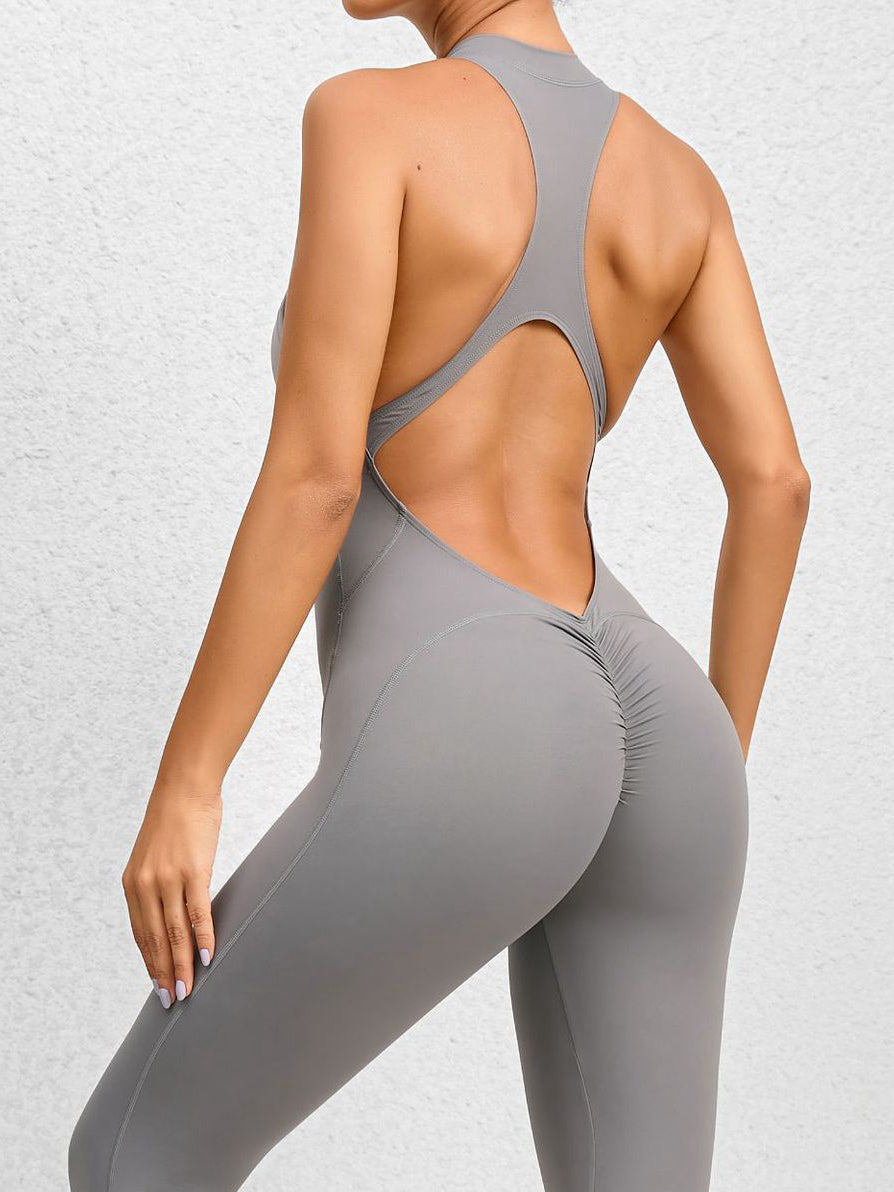 ZASUWA Women's Sexy Backless Zipper Jumpsuit with Scrunch Bum - Perfect for Night Out, Clubwear, and Summer Party Outfits
