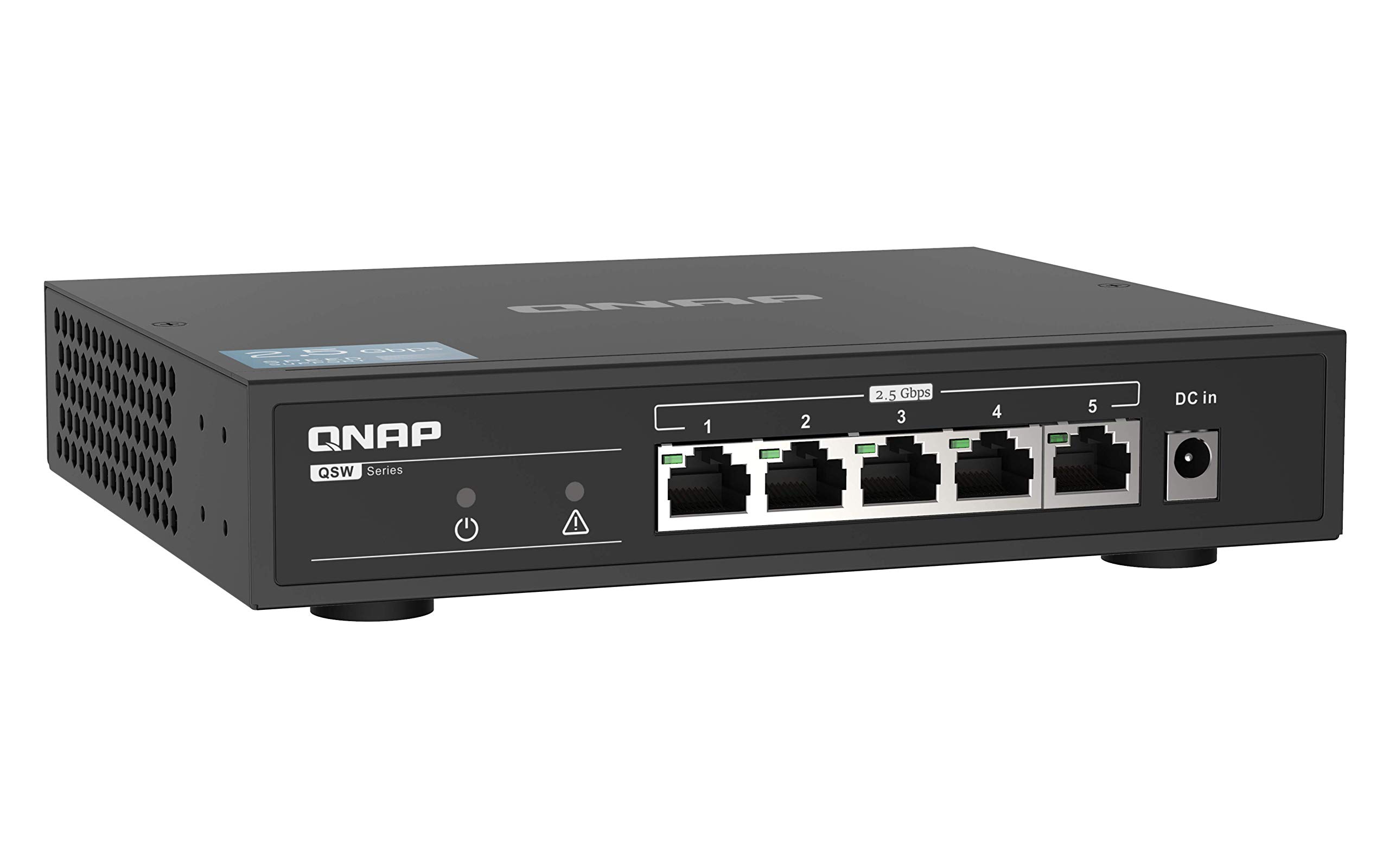 QNAP QSW-1105-5T 5-Port 2.5Gbps Unmanaged Network Switch with Auto-Negotiation (2.5G/1G/100M) - Ideal for Home Office, Gaming & High-Speed Data Transfer