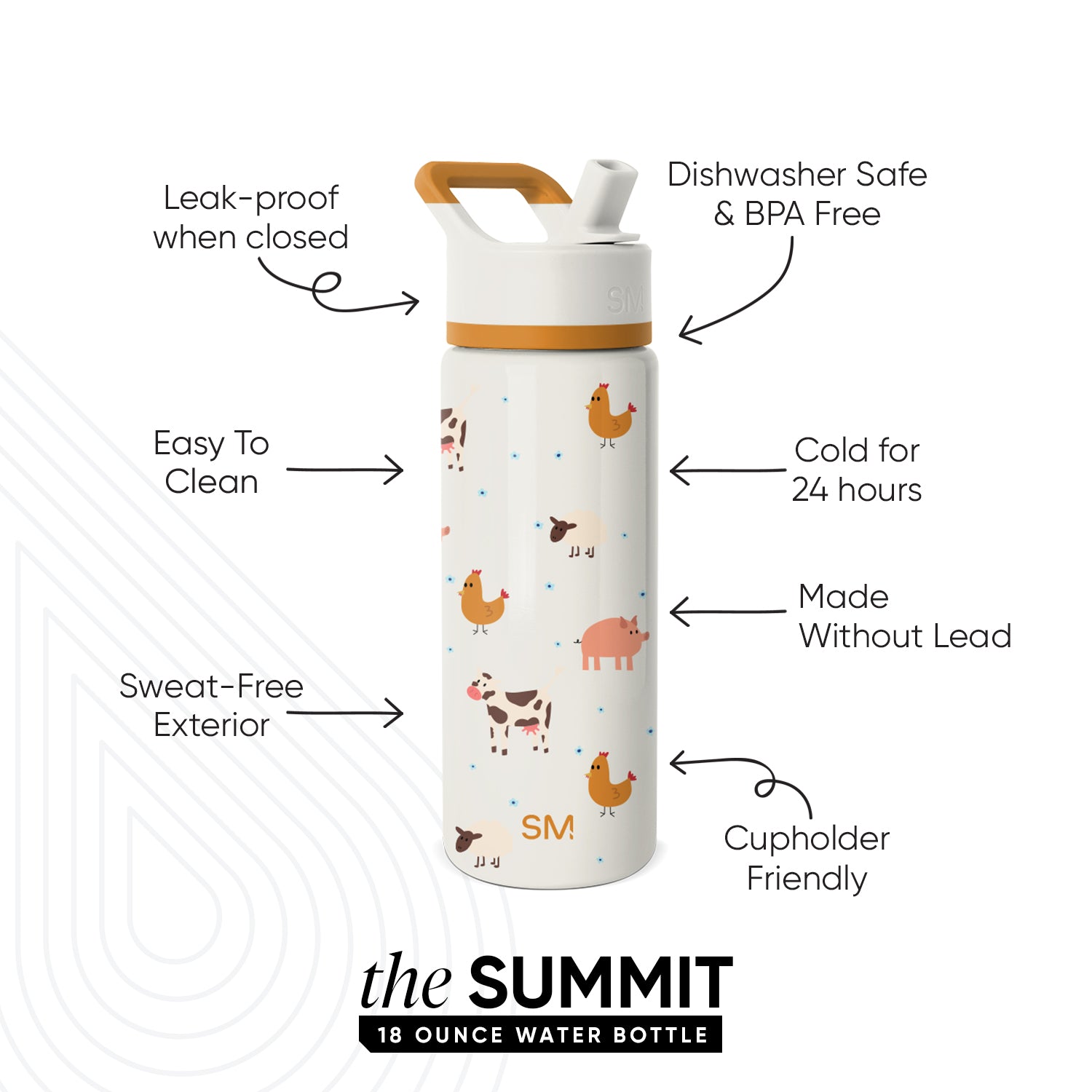 Summit Kids Water Bottle with Straw Lid - BPA Free, Leak Proof, Insulated Stainless Steel Bottle for School, Sports & Outdoor Activities