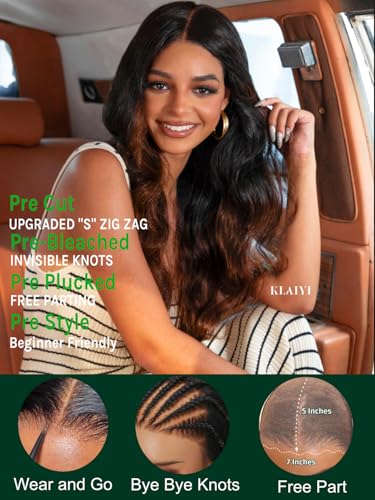 Bye Bye Knots Glueless Wig 7x5 Pre Cut Lace Body Wave Ombre Brown Color
