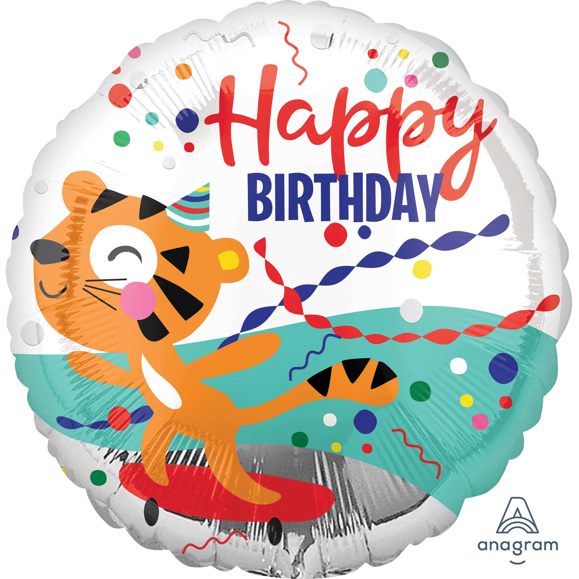 45cm Standard HX Happy Birthday Tiger Balloon - Perfect for Birthday Parties, Baby Showers & Zoo-Themed Decorations