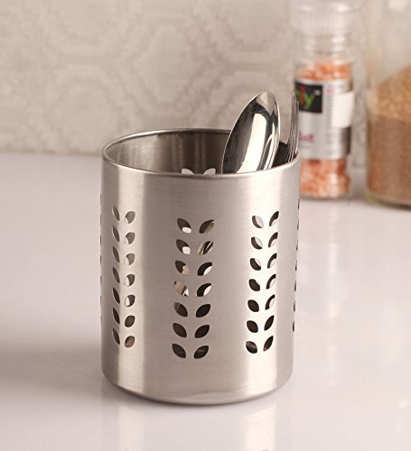 Stainless Steel Spoon & Utensil Holder - Round Kitchen Organizer for Cooking Tools, Cutlery & Chopsticks | Multi-Functional Storage Stand for Countertop, Drawer & Dining Table Organization