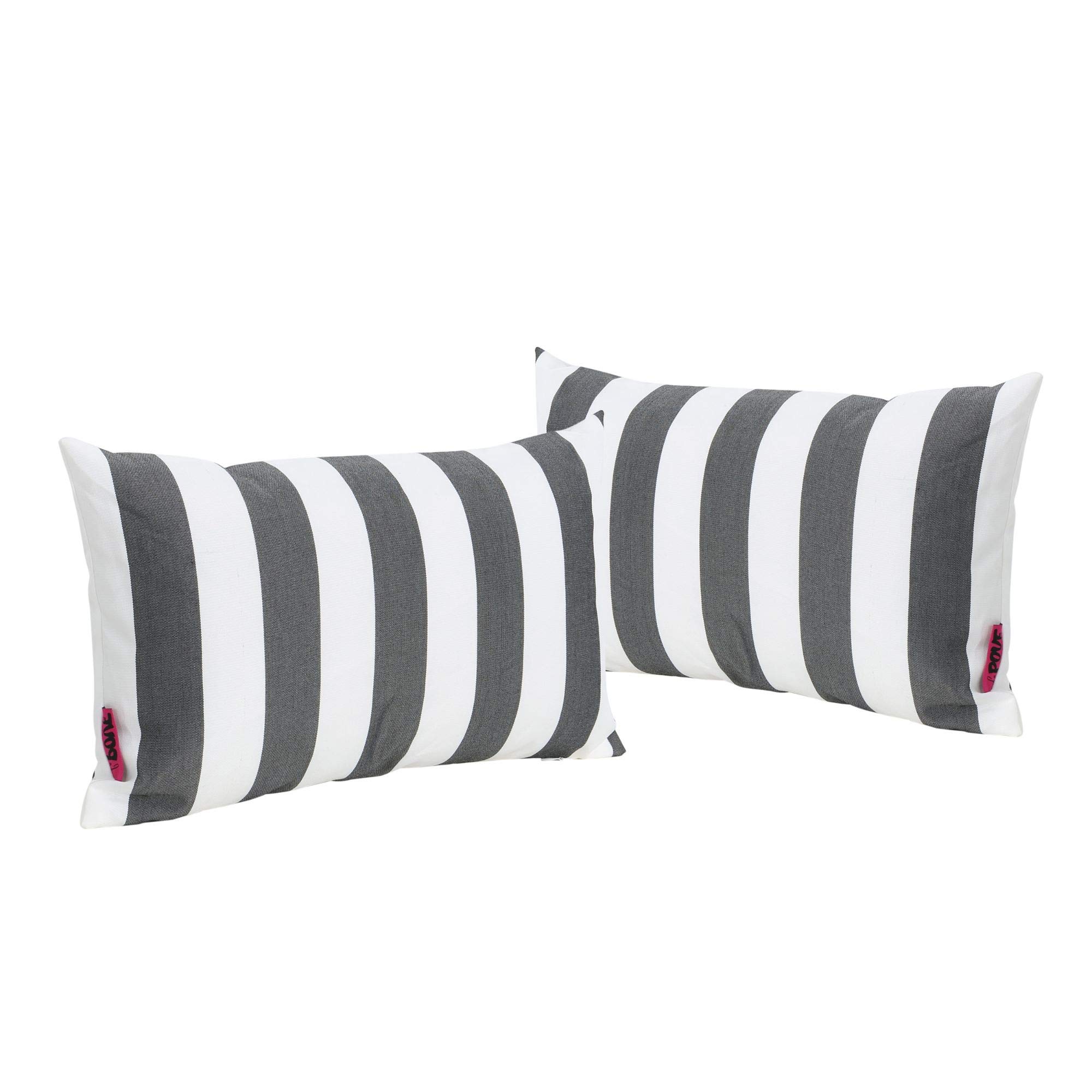 Modern Black and White Outdoor Throw Pillows Set of 2 - 18.5