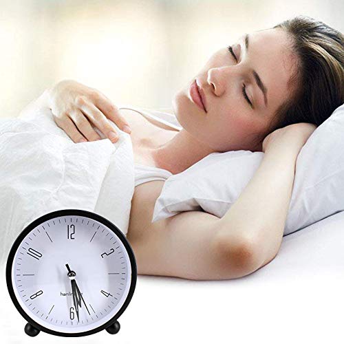 Adela 4 Inch Silent Analog Alarm Clock with Night Light - No Ticking, Super Quiet for Bedroom, Office, or Nursery - Perfect for Light Sleepers & Kids (Black)
