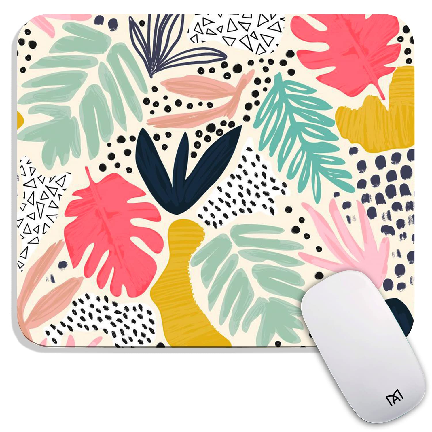 Premium Tropical Plants Square Mouse Pad - Custom Textured Design, Washable Lycra Cloth with Non-Slip Rubber Base for Wireless Mouse - Perfect for Office, Gaming & Home Workspace