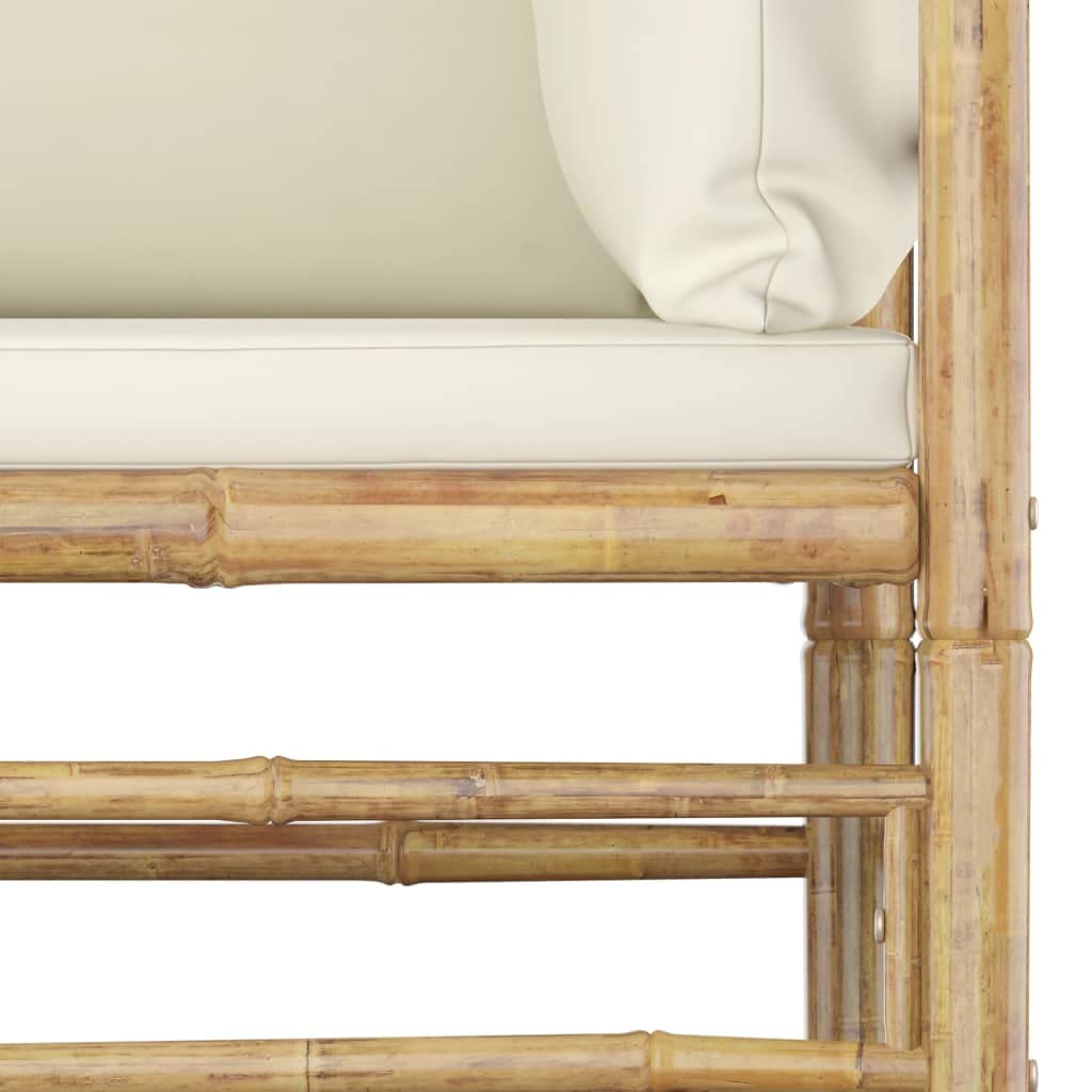 vidaXL 6-Piece Bamboo Patio Lounge Set - Scandinavian Style Eco-Friendly Outdoor Furniture with Cream White Cushions - Easy Assembly & Washable Covers - Perfect for Backyard, Garden, Poolside & Patio Relaxation