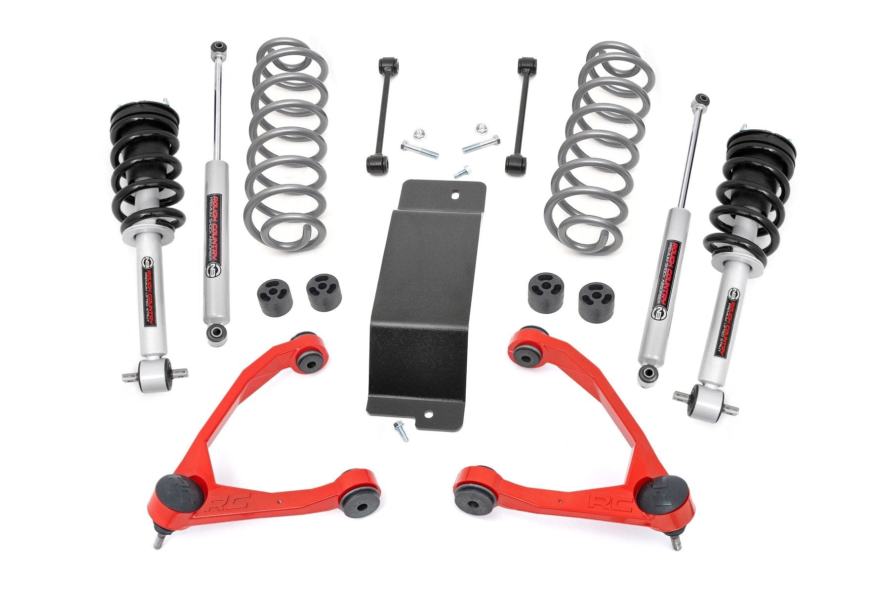 3.5 Inch Lift Kit with N3 Struts & Forged UCAs RED - Compatible with Chevy/GMC SUV 1500 2WD/4WD (2007-2020) | Part# 19332RED | Off-Road Suspension Upgrade for Enhanced Ground Clearance & Performance