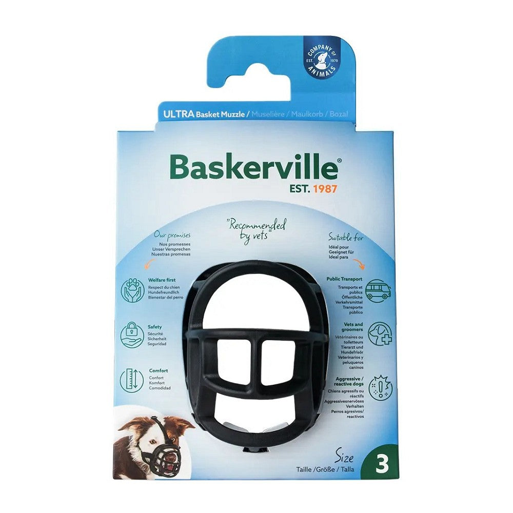 Baskerville Ultra Muzzle - Secure & Comfortable Dog Muzzle for Medium to Large Breeds - Perfect for Training, Grooming, and Vet Visits