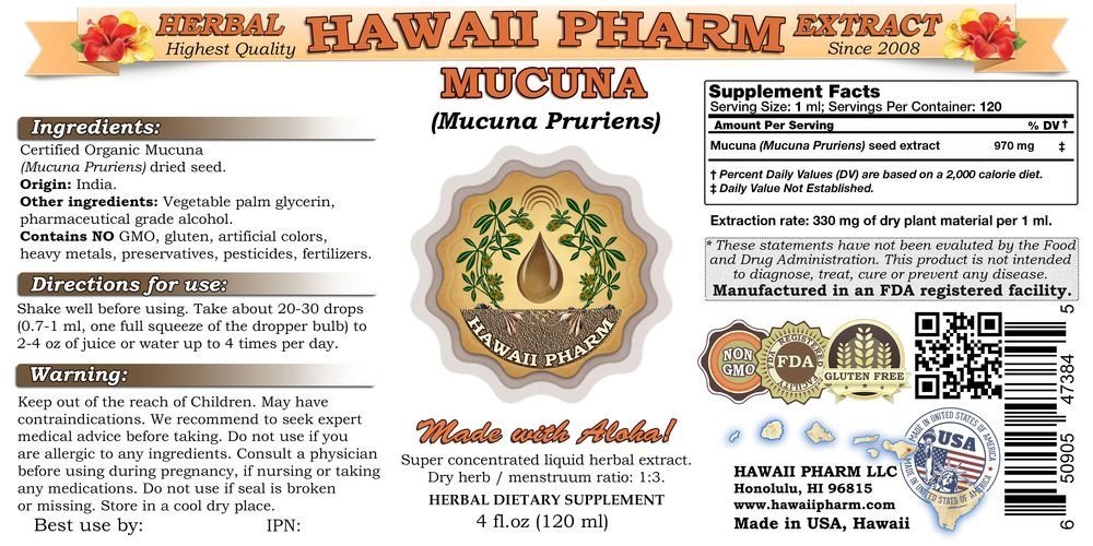 Organic Mucuna Pruriens Liquid Extract - Premium Mucuna Seed Powder Tincture Supplement for Mood Support & Cognitive Health | Natural Herbal Remedy for Stress Relief & Brain Function