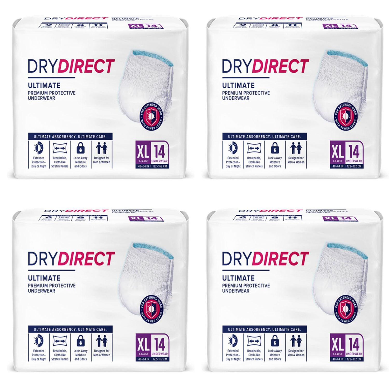 Dry Direct Ultimate Absorbent Underwear for Adults - X-Large (56 Count) - Premium Incontinence Protection for Day & Night Use - Ideal for Elderly Care, Post-Surgery Recovery and Home Healthcare