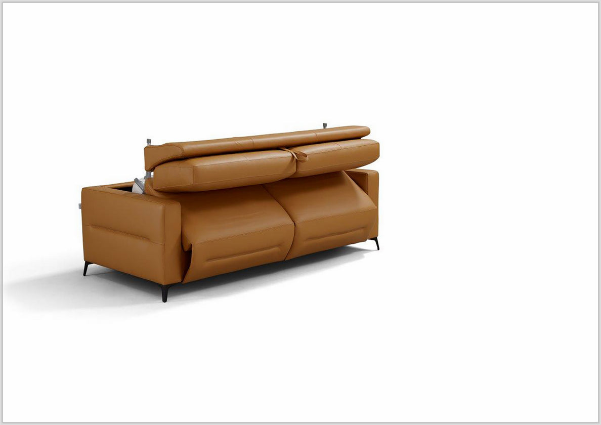 Kathy Ireland Tucson Genuine Leather Queen Sleeper Sofa with Chrome Steel Legs - Convertible Sofa Bed for Living Room, Guest Room & Small Spaces
