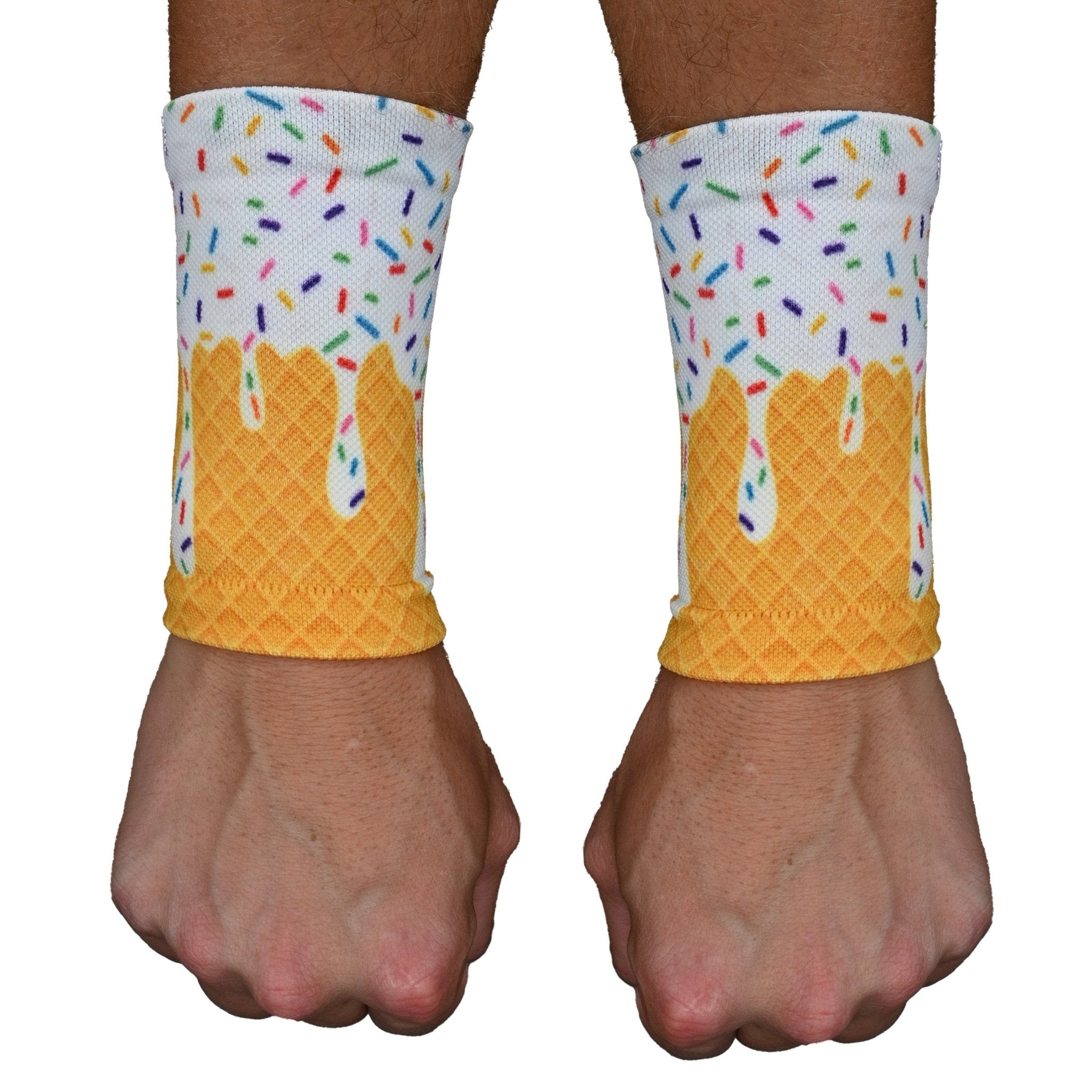 White Ice Cream Wrist Support Sleeves - Comfortable Compression Brace for Carpal Tunnel & Tendonitis Relief - Perfect for Office Work, Gaming & Sports Activities