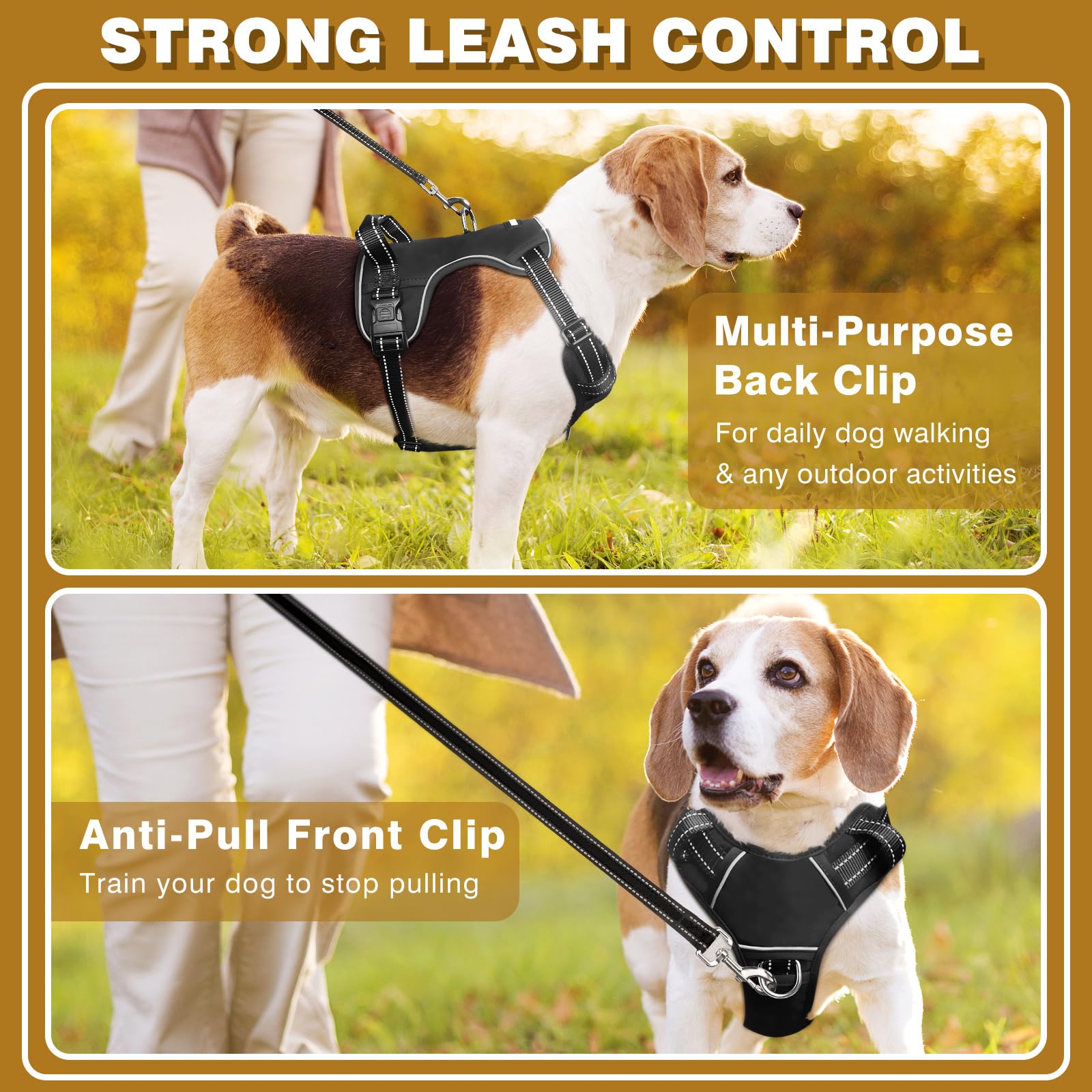 WINSEE No Pull Dog Harness - Adjustable Reflective Pet Vest with Front/Back Leash Clips & Control Handle - for Small, Medium, Large & XL Dogs - Perfect for Walking, Hiking & Outdoor Adventures