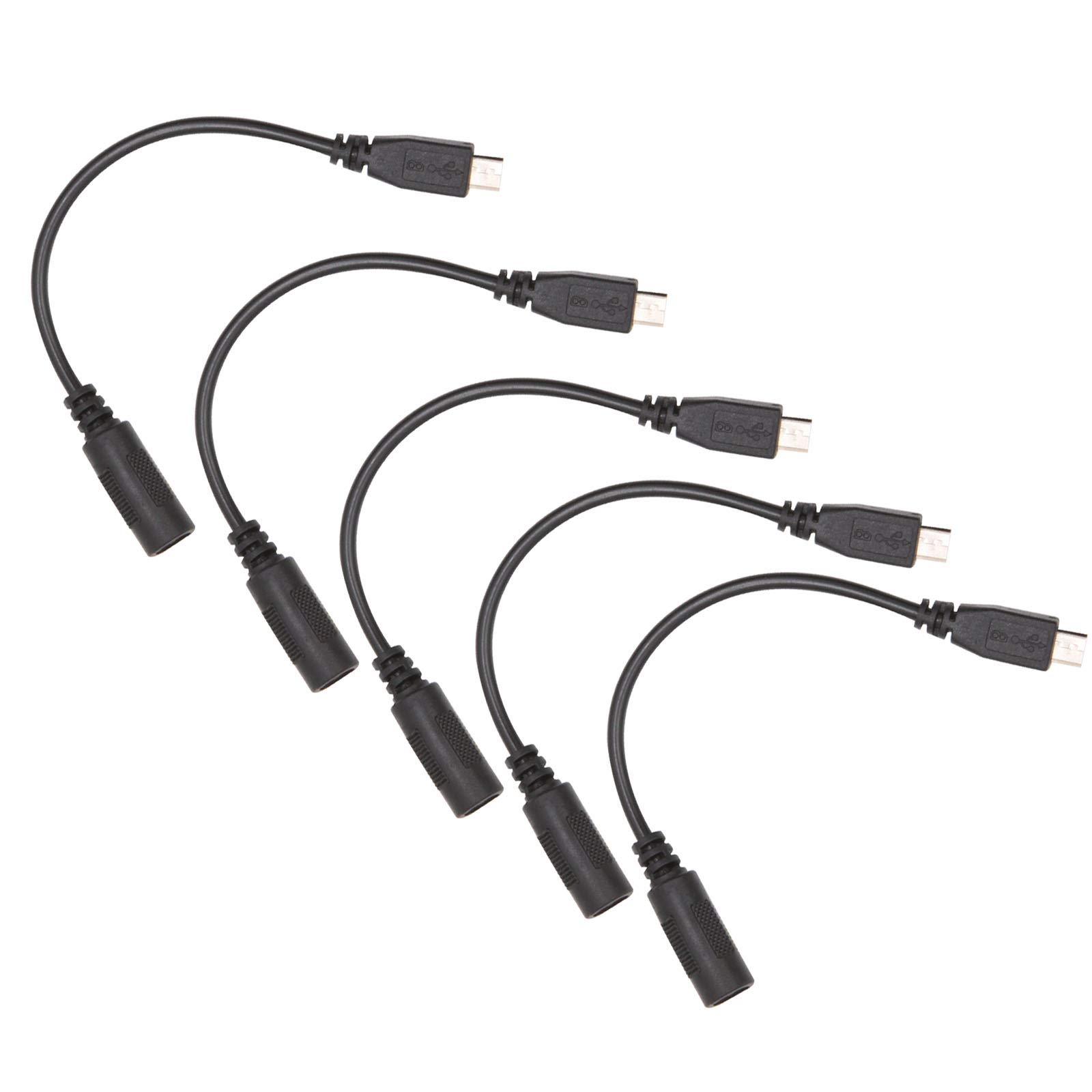 5PCS DC 5.5x2.1mm Female to Micro USB Male Adapter Cable - 5V Power Connector for Cameras, Dash Cams, Security Systems - 15cm/5.9in Length - Perfect for Charging & Power Supply Applications