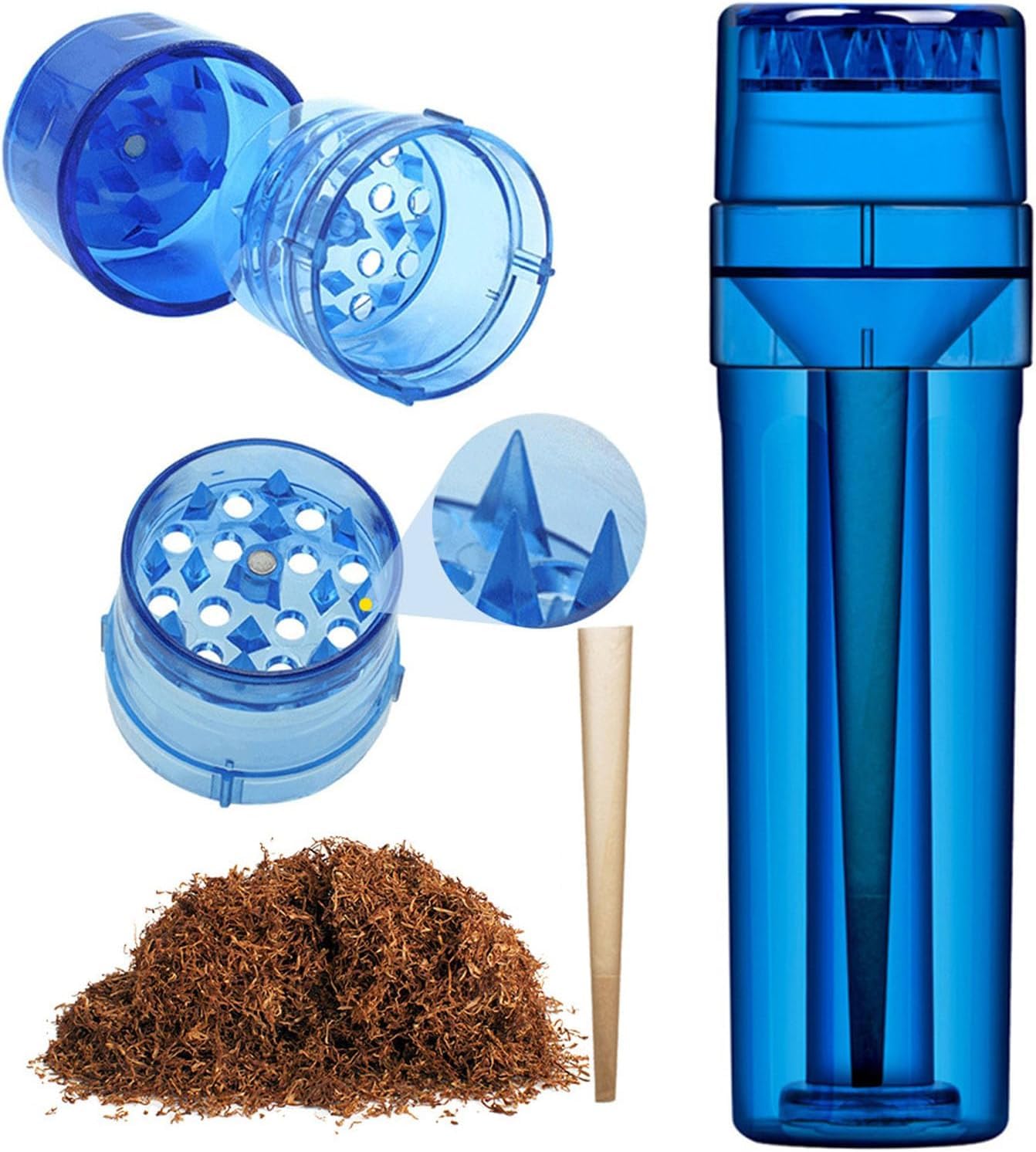 BlazeBlender - 2024 Premium Portable Weed Grinder & Cone Loader Set (4-Piece) - Perfect for Smooth Herb Preparation at Home, Travel & Outdoor Adventures