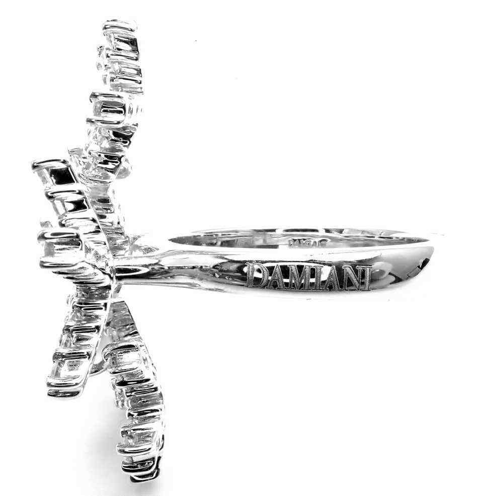 Authentic Damiani Diamond Flower 18k White Gold Cocktail Ring for Women - Elegant Statement Jewelry for Parties, Weddings & Special Occasions