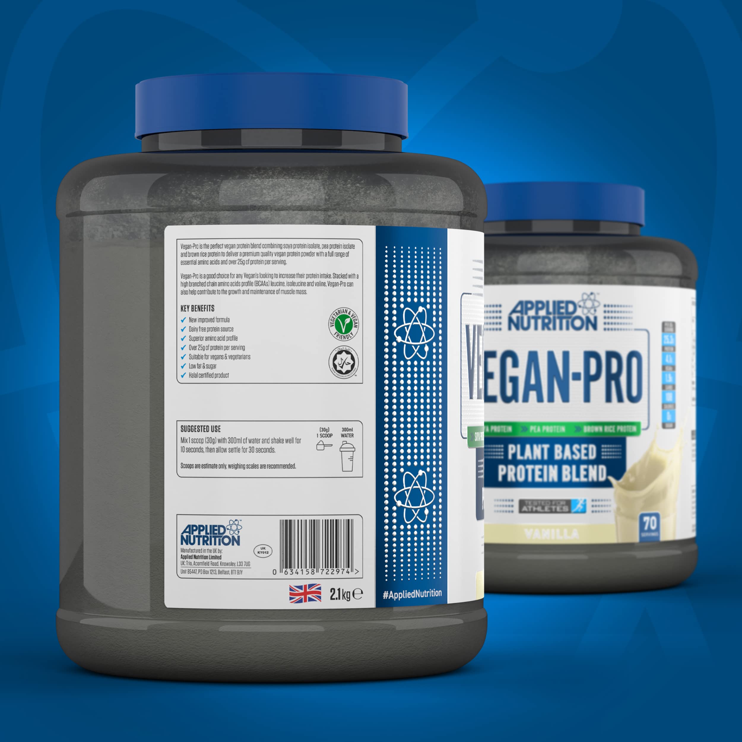 Applied Nutrition Vegan Pro Plant-Based Protein Powder - 1.8kg (60 Servings) | Dairy-Free Vegan Supplement for Muscle Recovery & Weight Management | Perfect for Post-Workout Shakes & Healthy Smoothies