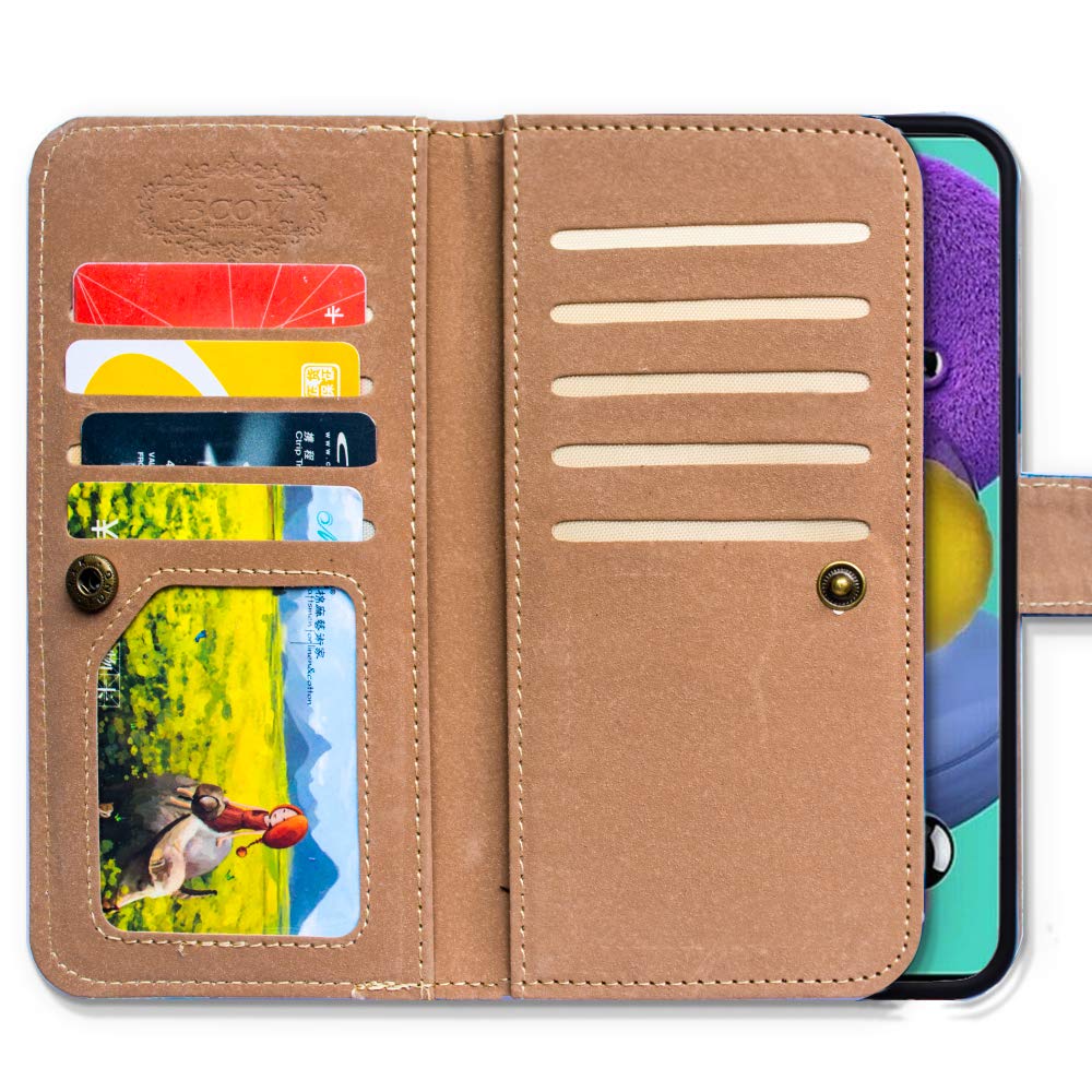 Premium Leather Wallet Case for Samsung Galaxy A51 - Cute Dragonfly Design with Multi-Card Slots, Flip Cover & Wrist Strap | Perfect for Everyday Use, Travel & Hands-Free Convenience