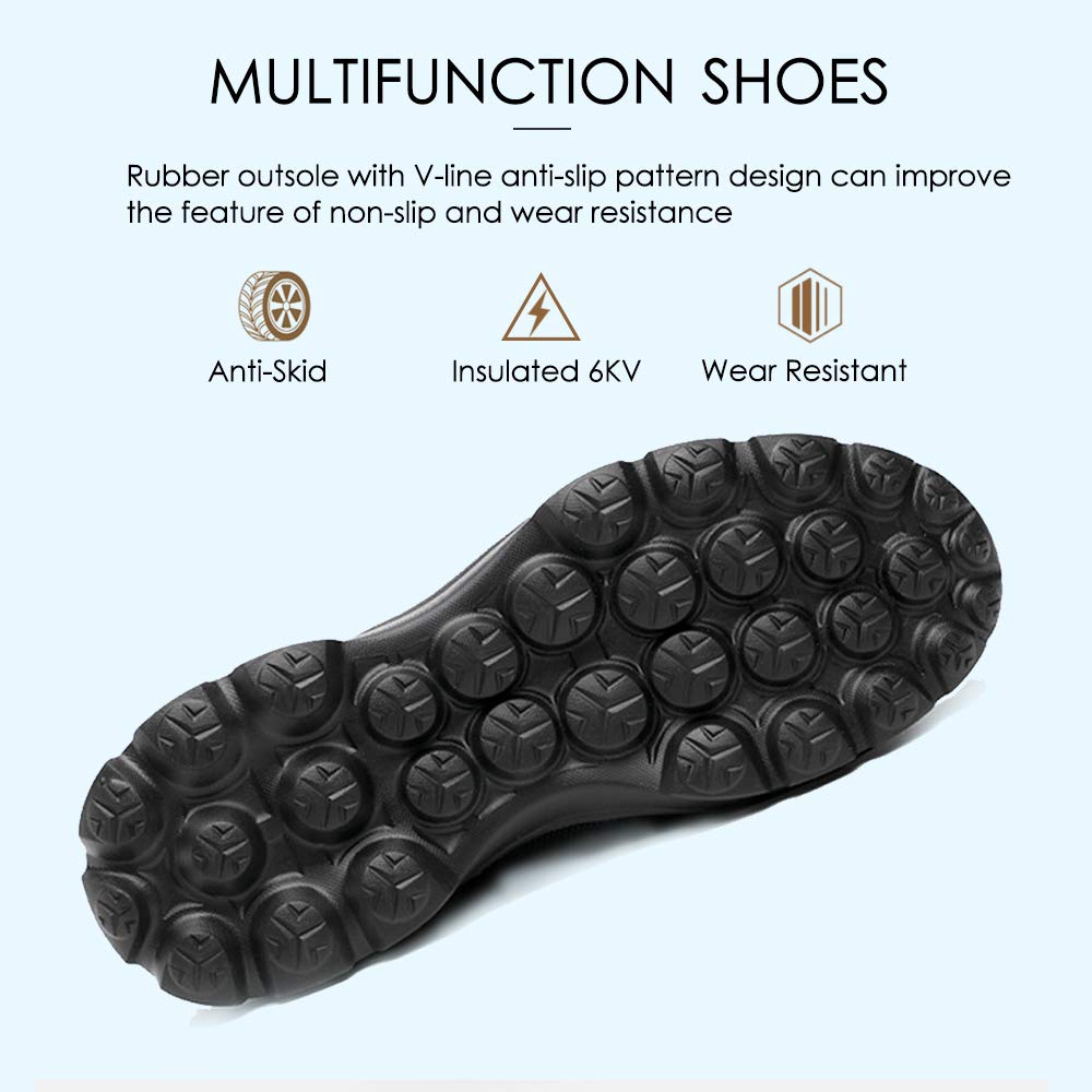 KINOW Steel Toe Safety Work Shoes for Men & Women - Slip Resistant Lightweight Industrial Construction Sneakers with Athletic Design for Outdoor Work & Job Sites