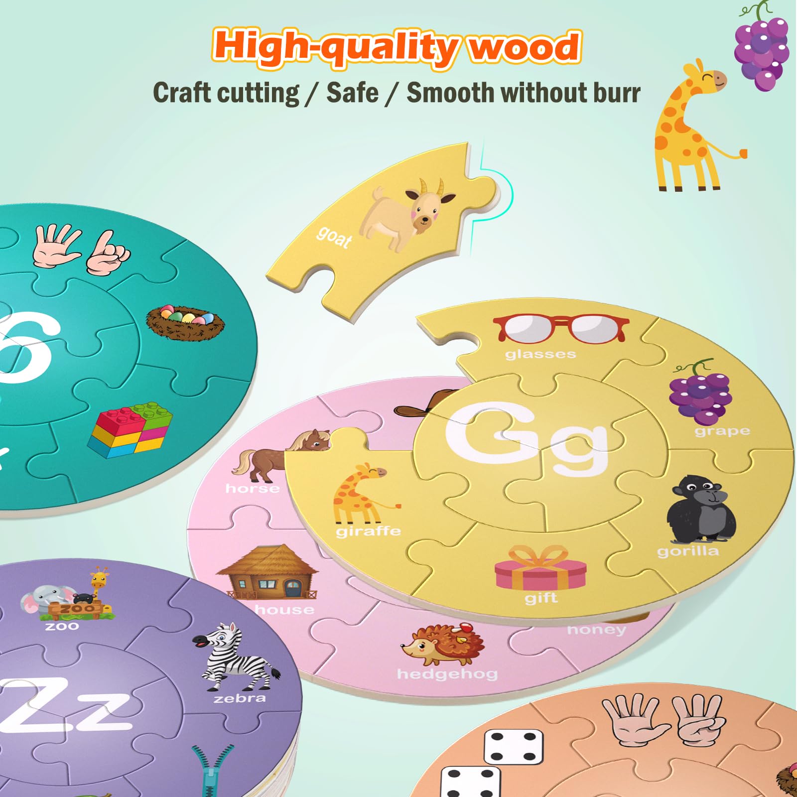 Montessori Wooden Alphabet Puzzles for Kids 3-7 - Learning Toys for Preschool & Kindergarten