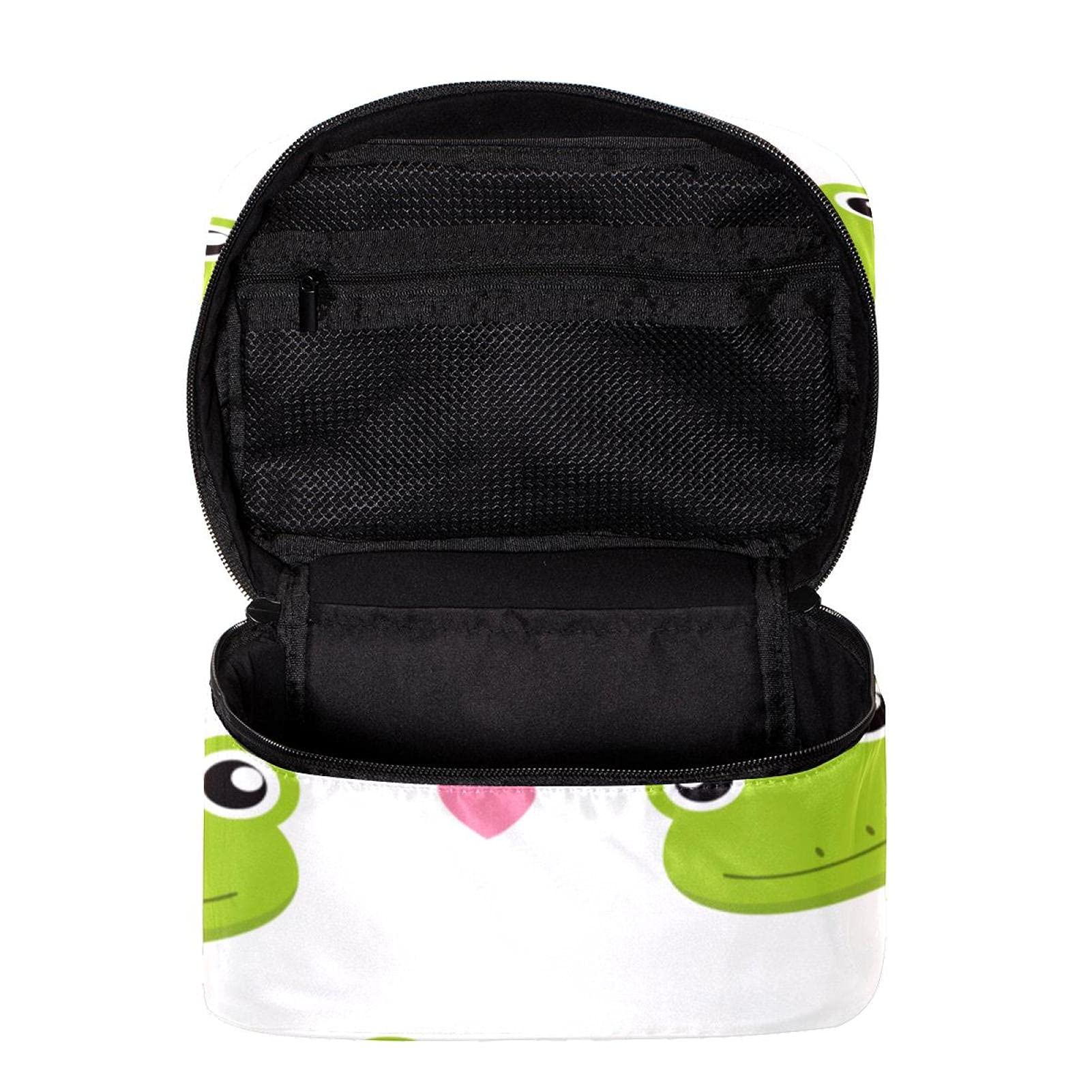 Adorable Cartoon Frog with Hearts Travel Makeup Bag - Large Waterproof Cosmetic Organizer Case with Zipper for Women & Girls - Perfect for Vacation, Gym, School & Daily Essentials Storage