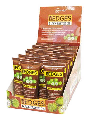 Bmb Edges Gel with Black Castor Oil - 6 Pack for Natural Hair Growth & Edge Control - Perfect for Styling, Braids, and Curly Hair Care