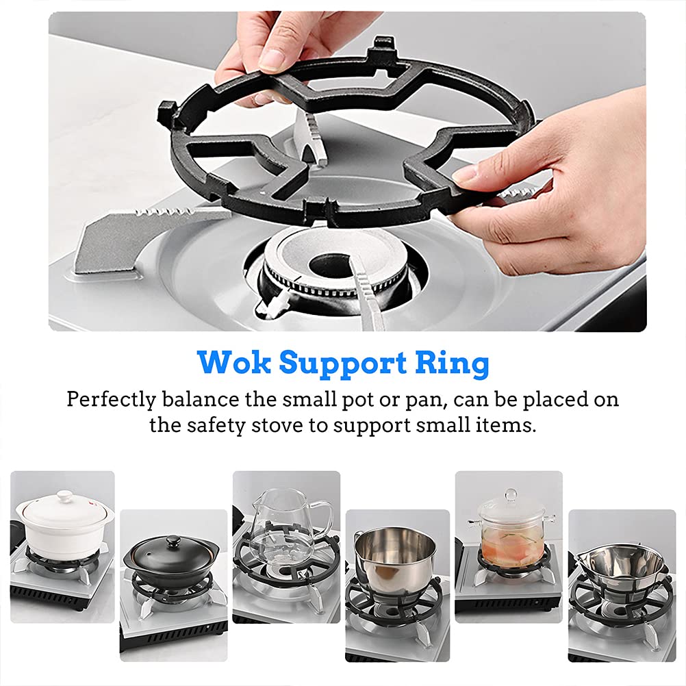 2-Pack Heavy Duty Cast Iron Gas Stove Bracket - Universal Wok Support Ring & Burner Grate for Secure Cooking - Perfect for Stir-Frying, Deep Frying & Outdoor Camping Stoves