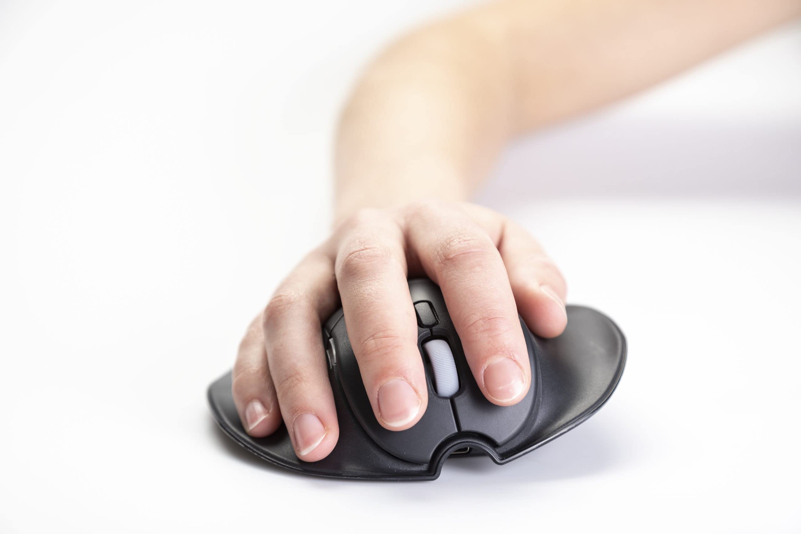 Ergonomic Ambidextrous Handshoe Mouse - Bluetooth & Wired Connectivity - Left/Right Hand Switchable - Compact Size for Office & Home Use