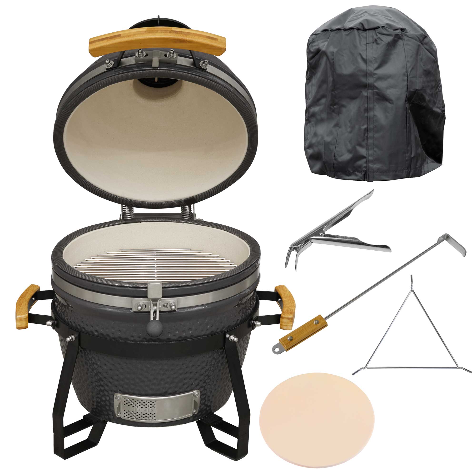 Premium 16-Inch (40cm) Ceramic Kamado Grill Oven Smoker - Outdoor BBQ, Wood Fire Cooking, Backyard Grilling & Smoking for Meat, Fish & Vegetables