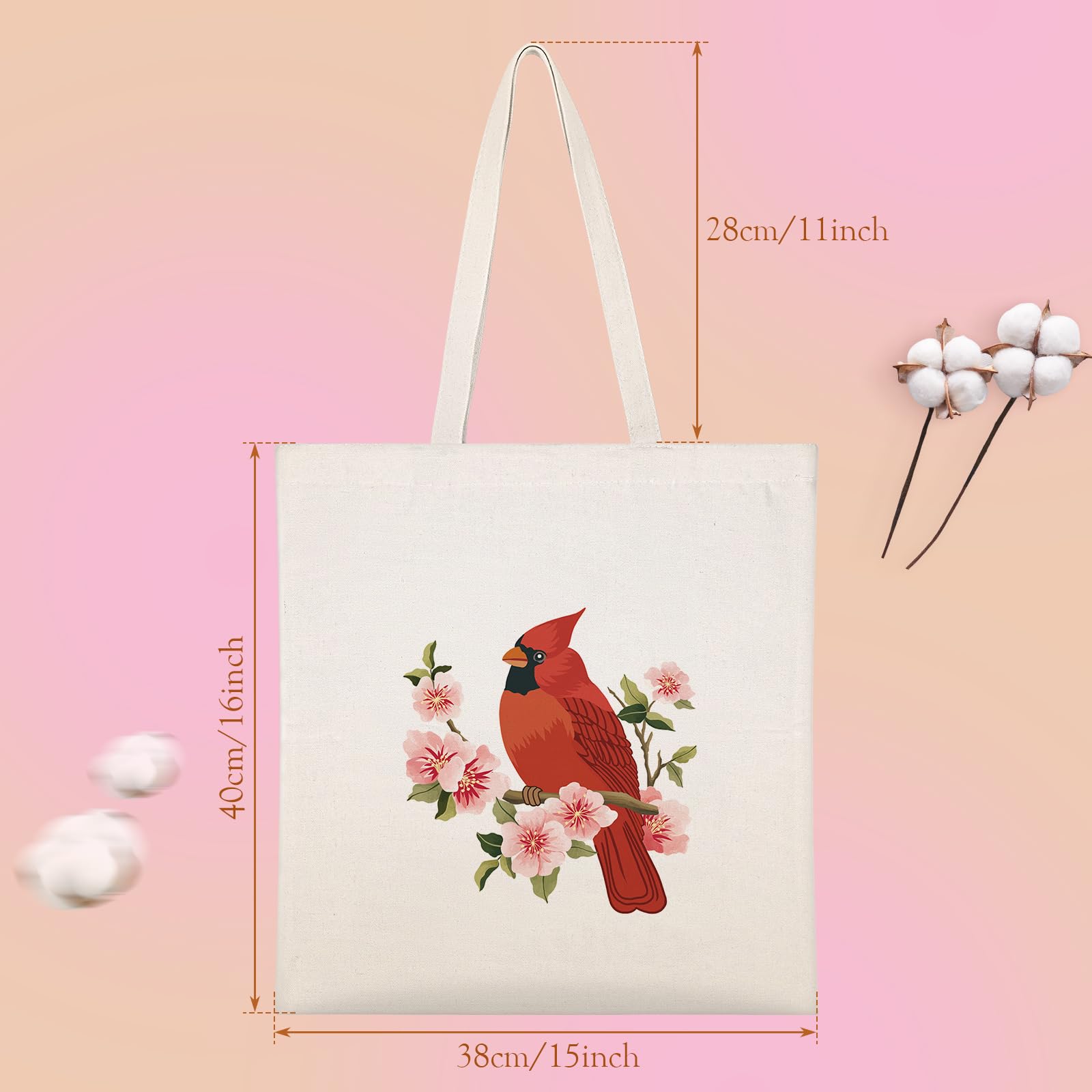 Louise Maelys Canvas Tote Bag for Women - Cute Cardinal Aesthetic Cotton Shopping Bag, Reusable Grocery Tote, Perfect Gift for Her | Great for Shopping, Beach, Work & Daily Use