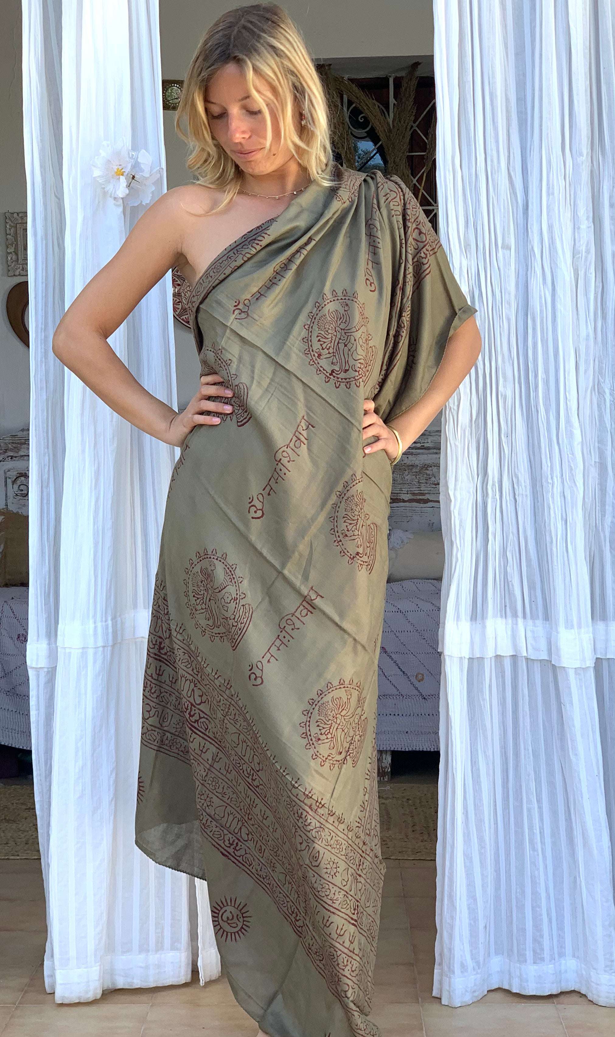 Large Size Om Print Sarong Pareo Shawl - Perfect for Beach, Pool, and Summer Outfits