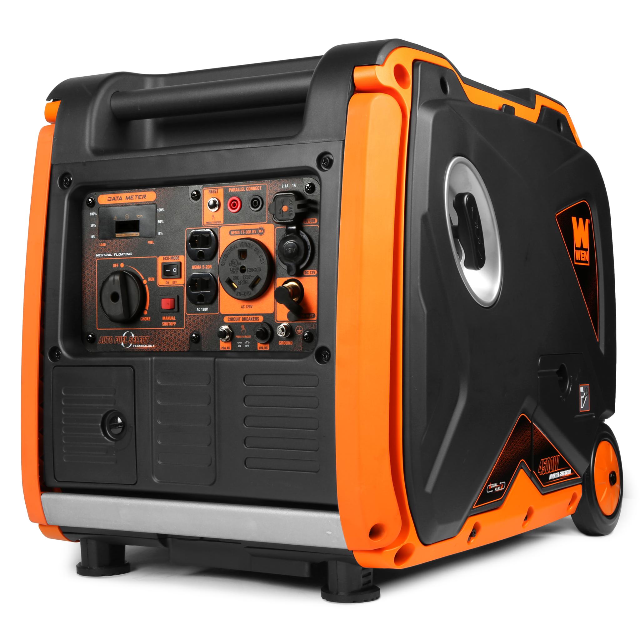 WEN DF450i 4500W Super Quiet Dual Fuel Portable Inverter Generator - RV Ready with Fuel Shut Off | Camping, Emergency Power & Outdoor Activities