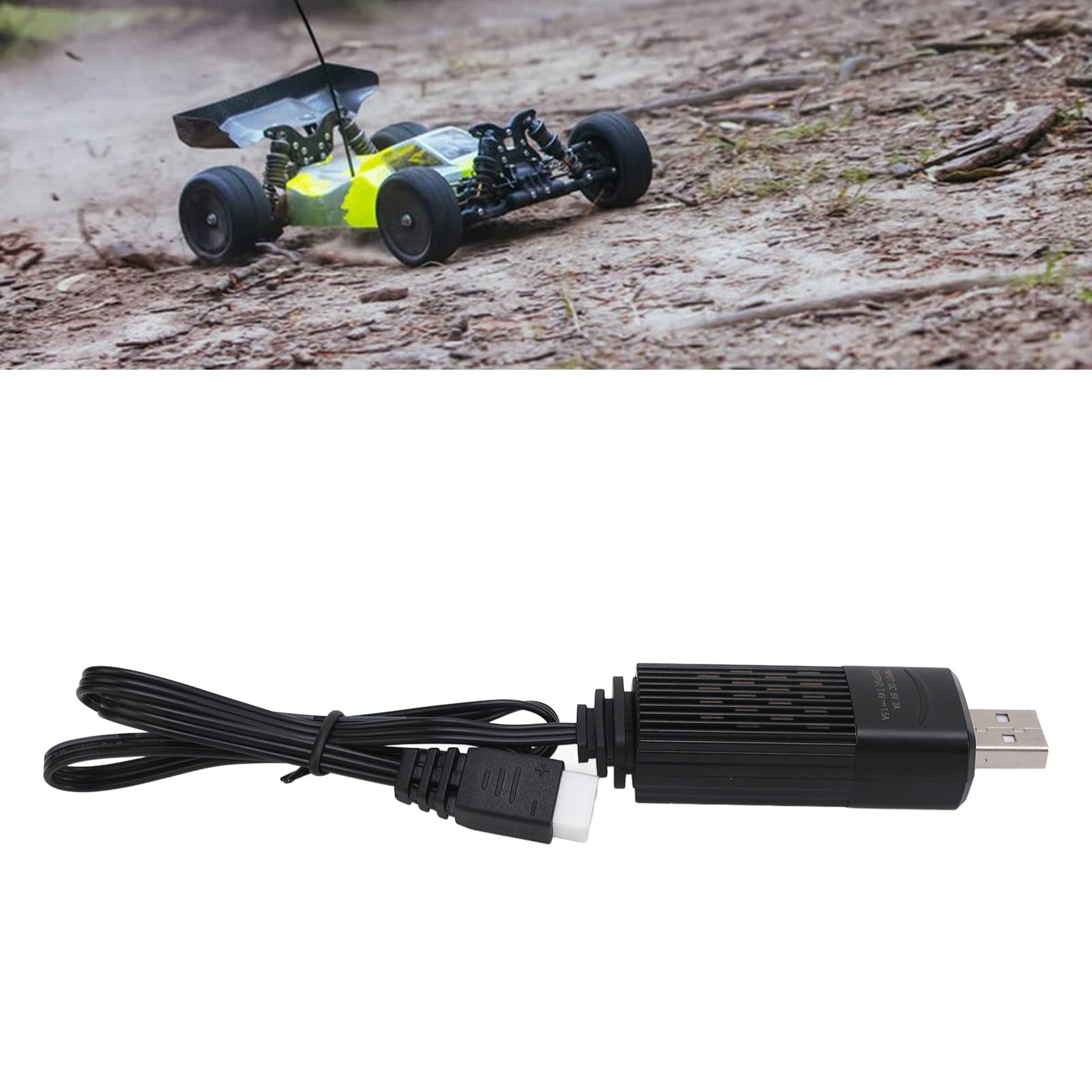 RC Car Li-Ion Battery Charger with Overvoltage Protection - 5V 2A Input Fast Charging for RC Vehicles - Perfect for RC Cars, Trucks, Drones and Remote Control Toys