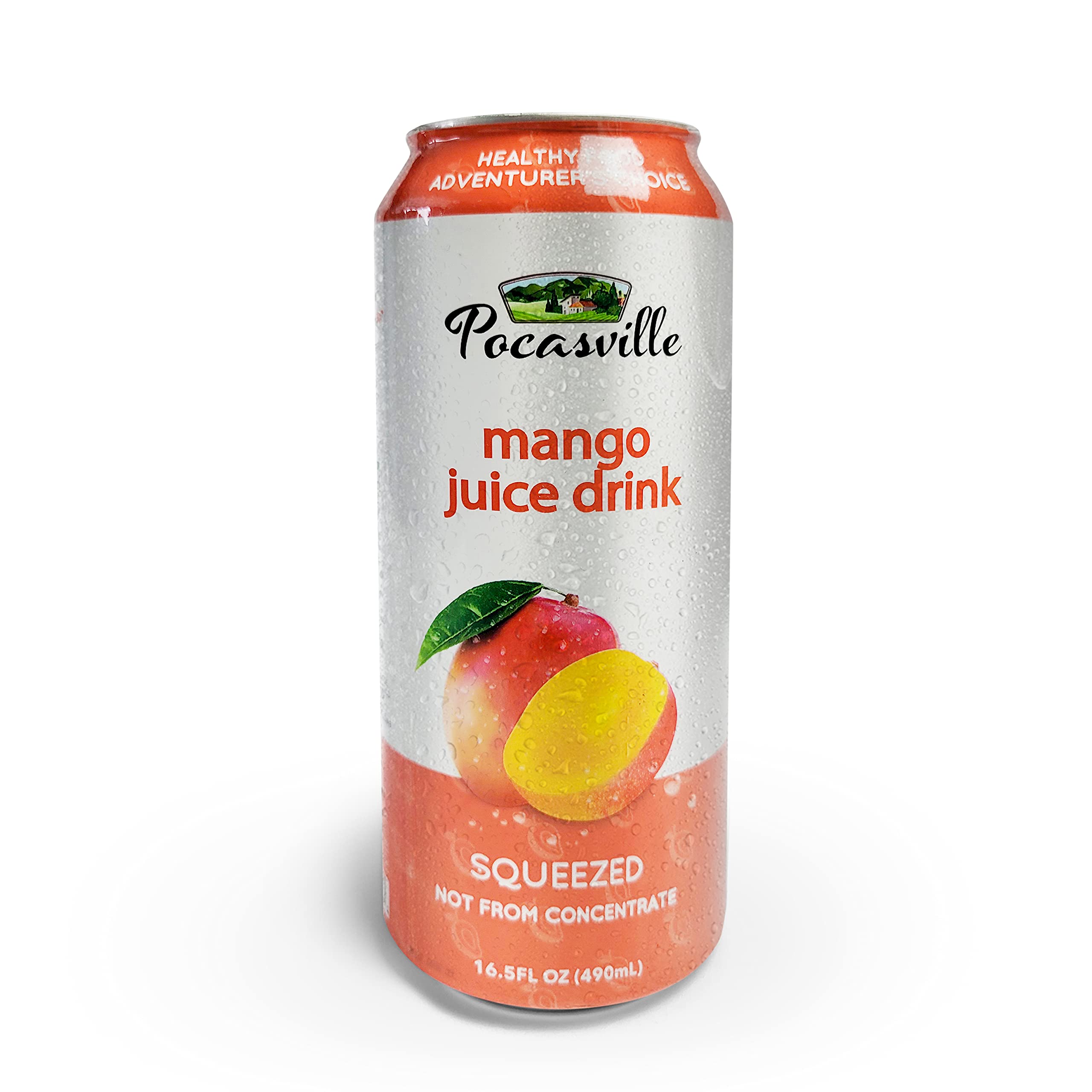 Pocasville 100% Pure Mango Juice - Not from Concentrate, 16.5 Fl Oz (6 Pack Cans) | Refreshing Natural Beverage for Breakfast, Snacks & Healthy Lifestyle