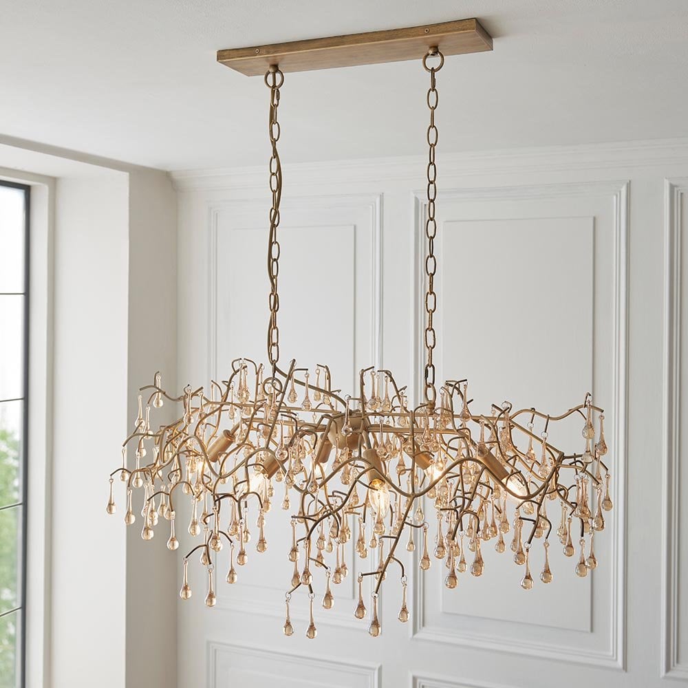 Athena 6L Kitchen Island Light - Aged Gold & Champagne Finish Pendant Lighting for Modern Farmhouse, Dining Room & Bar Counter Decor