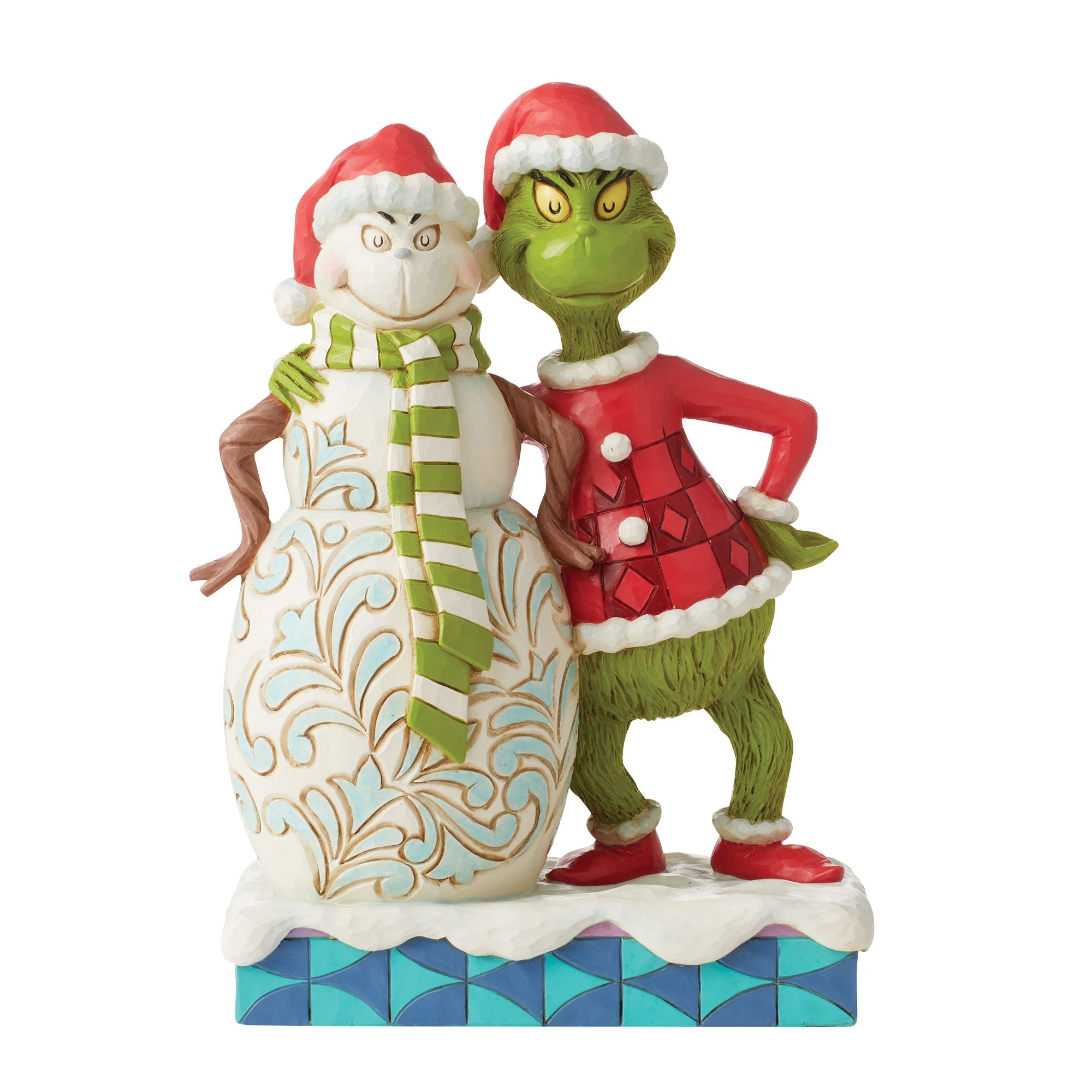 Grinch and Grinchy Snowman Christmas Decorations - Festive Holiday Home & Party Decor for Xmas Tree, Mantel, and Winter Wonderland Displays
