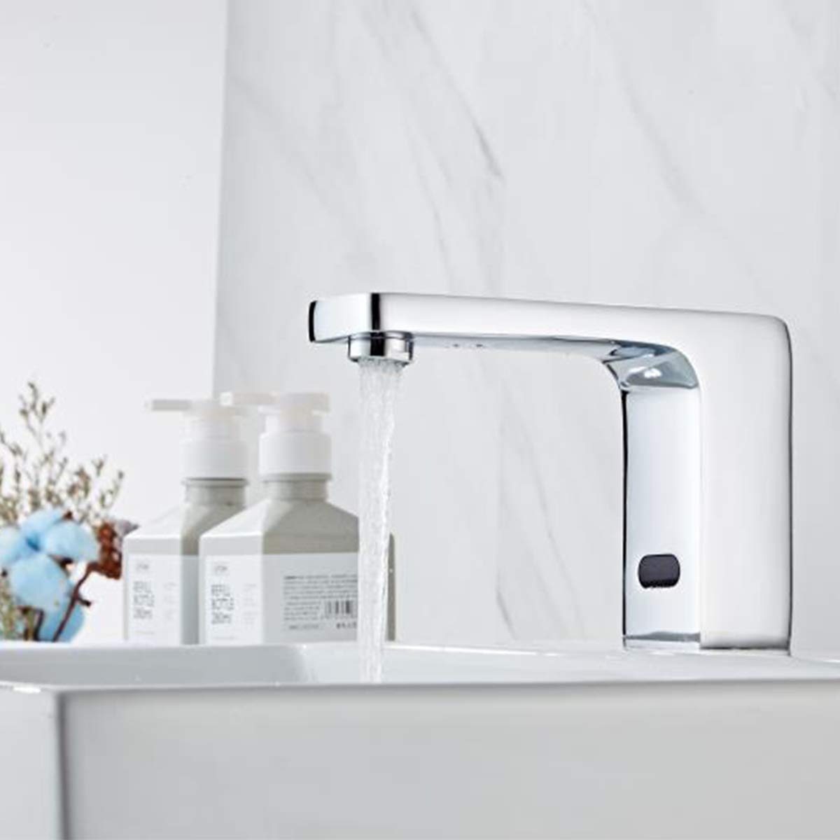 Automatic Sensor Touchless Bathroom Faucet - Chrome Motion Activated Hands-Free Vanity Sink Tap with Battery/Plug-in Power - Perfect for Modern Homes, Restaurants & Public Restrooms