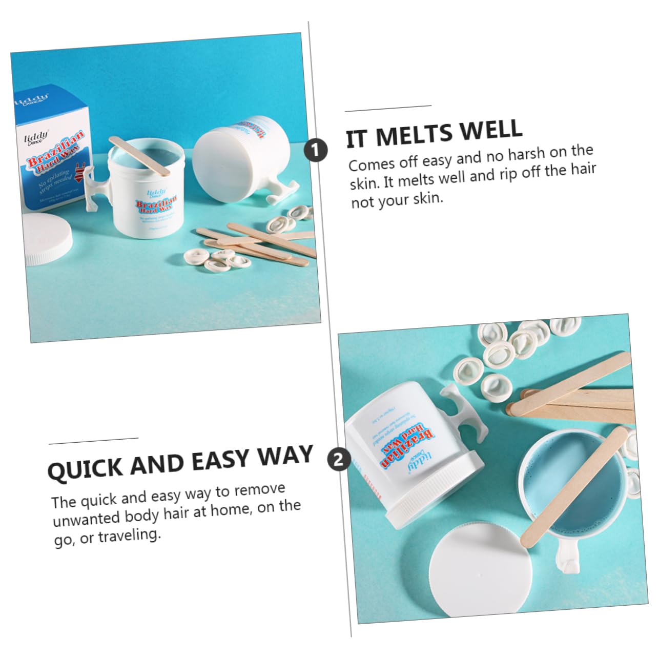 1 Set Professional Microwave Wax Kit - Hard Wax Beads & Sticks for Hair Removal - Includes Wax Pot & Roller - Ideal for At-Home Waxing, Salon Use & Smooth Skin Care