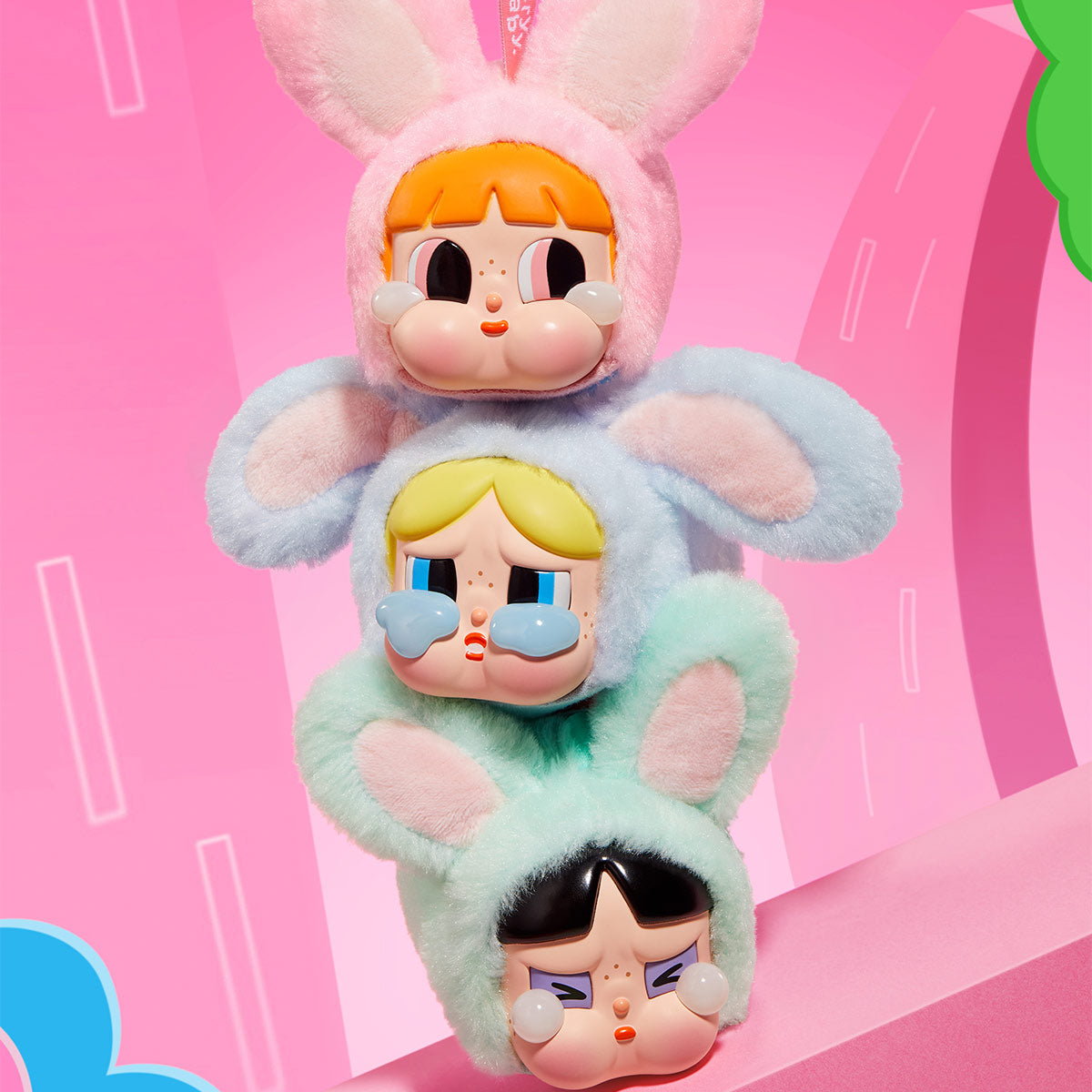 Crybaby x Powerpuff Girls Series Vinyl Face Plush Doll - Kawaii Collectible Toy for Anime Fans, Gift for Girls & Boys - Perfect for Bedroom Decor, Cosplay Props, and Pop Culture Collections
