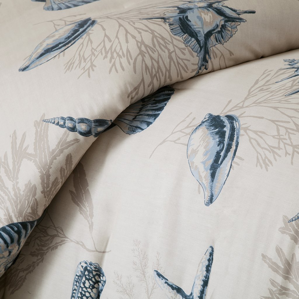 7-Piece Coastal Queen Comforter Set - Seashell & Nautical Beach House Bedding with Shams & Toss Pillows | Tropical Decor for Master Bedroom, Guest Room & Vacation Homes