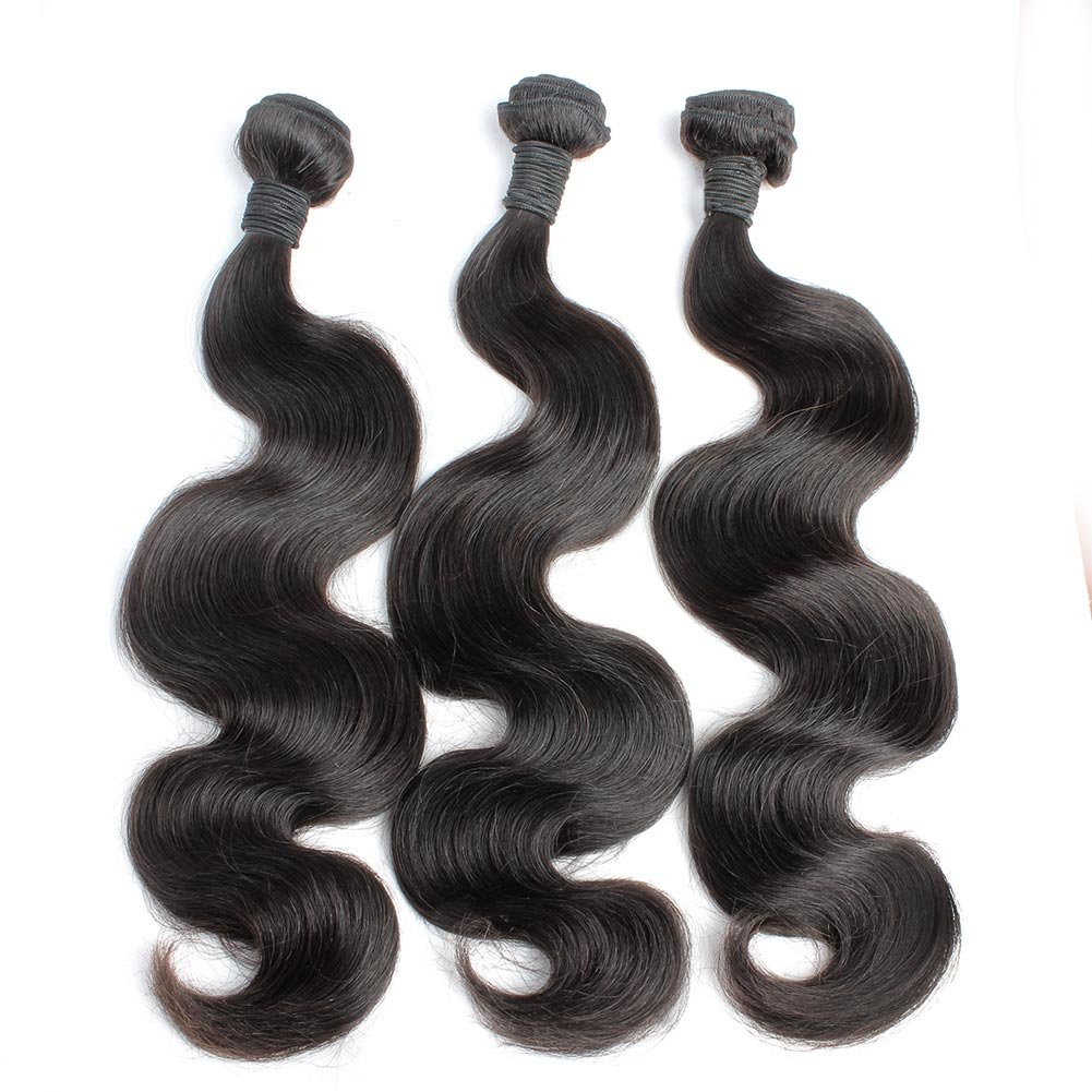 Remy Brazilian Virgin Hair Bundles 3-Pack - 100% Human Hair Weave Extensions 34