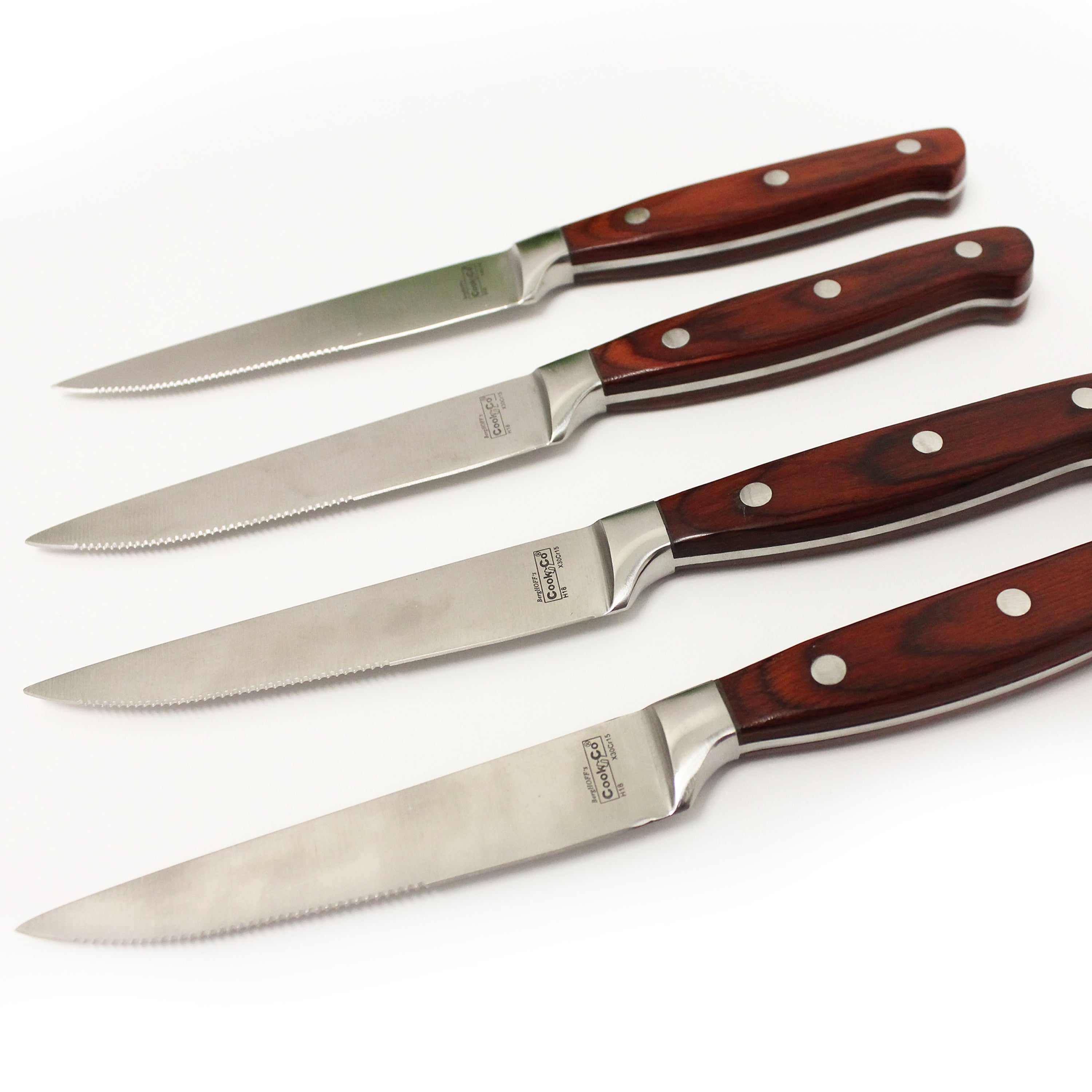 Premium BergHOFF Pakka Wood 7-Piece Stainless Steel Steak & Carving Knife Set - Professional Chef Knives for Meat Cutting, BBQ, and Kitchen Cooking
