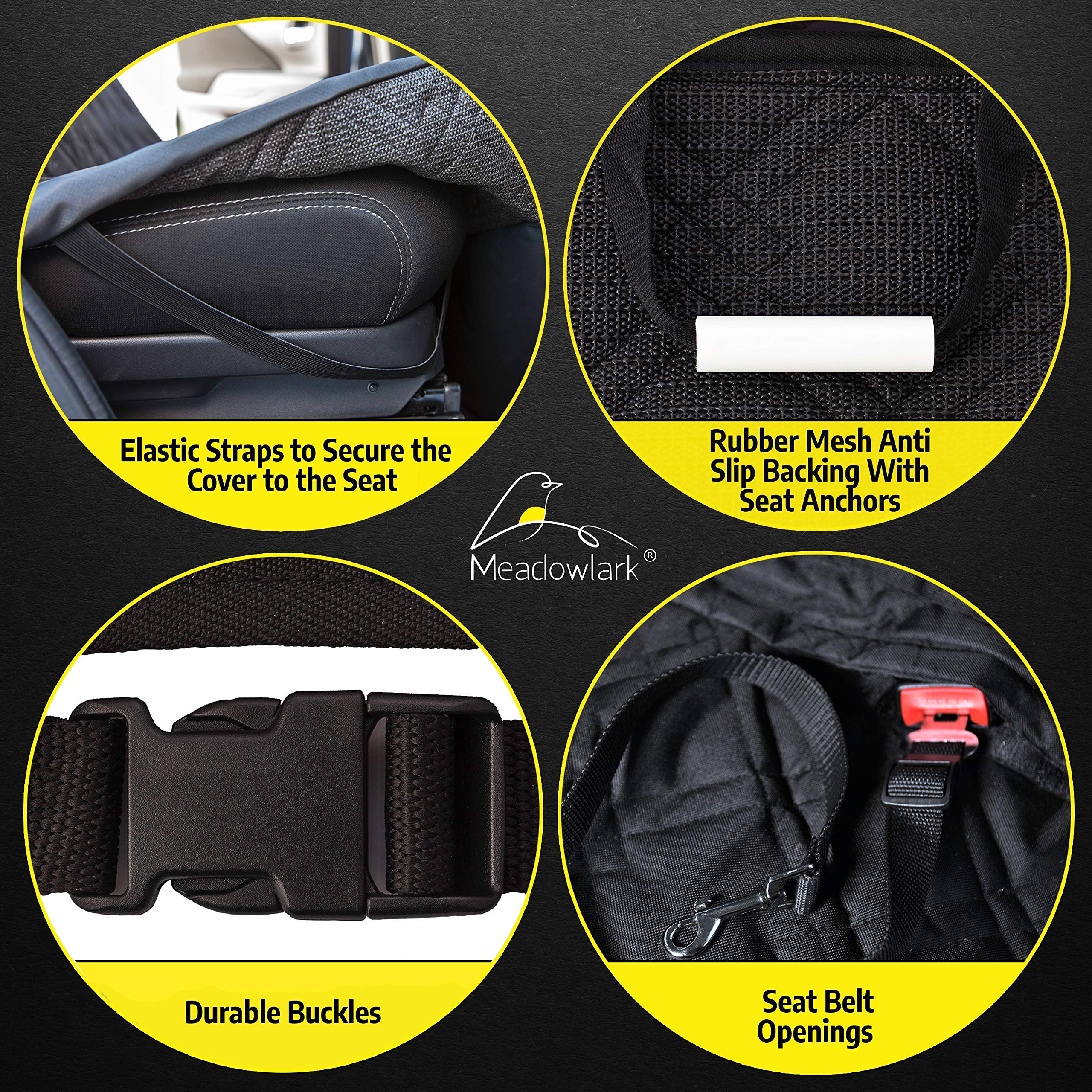 **Premium Waterproof Dog Seat Cover for Cars, Trucks & SUVs - Thick, Durable, Non-Slip & Washable Pet Car Seat Protector with Free Safety Belt - Ideal for Travel, Road Trips & Daily Commutes - Black**