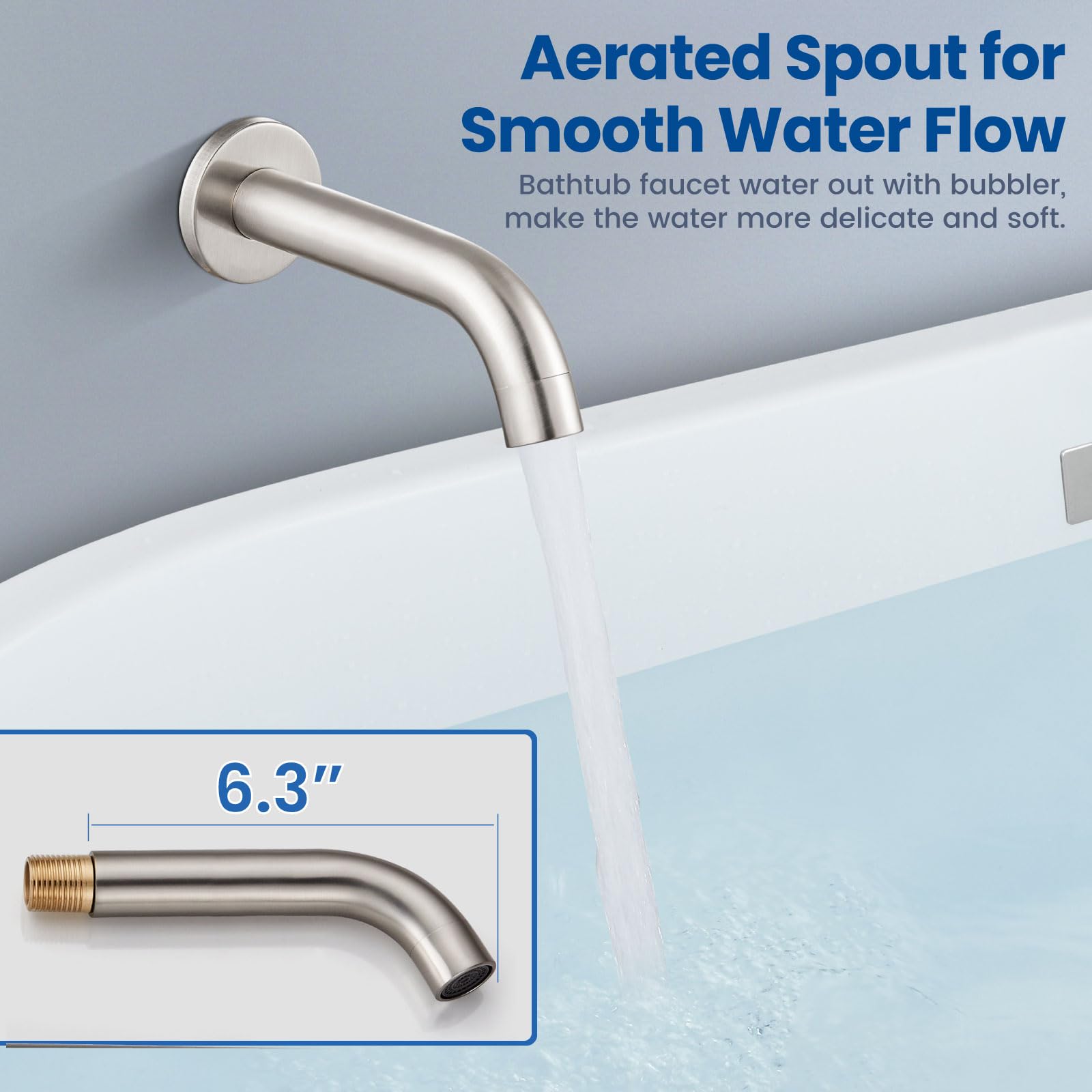Airuida 12-Inch Round Shower System Set - Brushed Nickel Wall Mount 3-Function Rain Shower Faucet with Tub Spout & 2-Function Handheld Shower - Perfect for Bathroom Renovation and Modern Home Spa Experience
