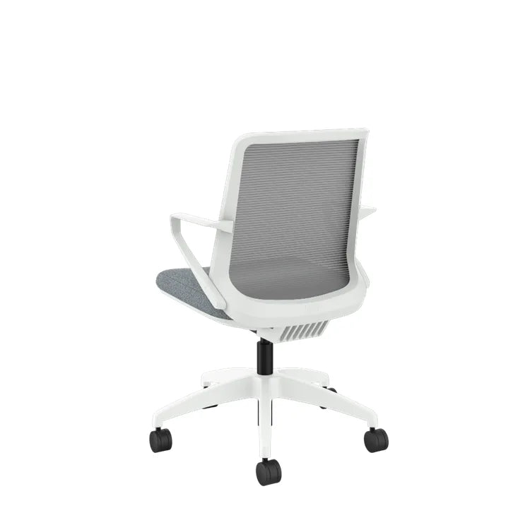 Ergonomic Cliq Office Chair with Synchro Tilt - Basalt Fabric & White Designer Frame - Perfect for Home Office, Gaming & Workspaces