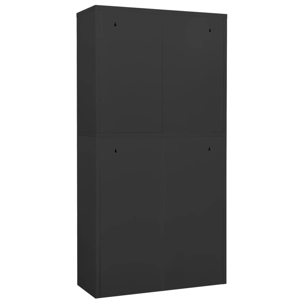 vidaXL Lockable Metal Office Storage Cabinet - Home & Office Filing Cabinet with Key Lock, Industrial Style Anthracite Steel - Perfect for Home Office, Garage, and Industrial Storage