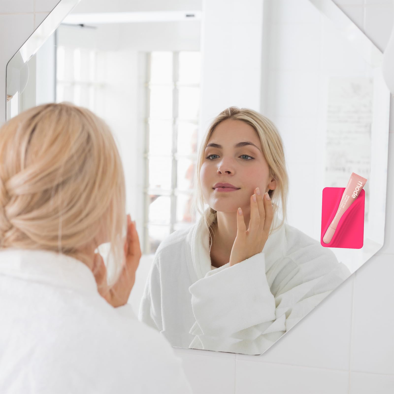 DOB SECHS Silicone Phone Lipstick Holder - Universal Adhesive Back Sticker for iPhone & Android - Dark Peach - Perfect for Makeup Touch-Ups On-The-Go