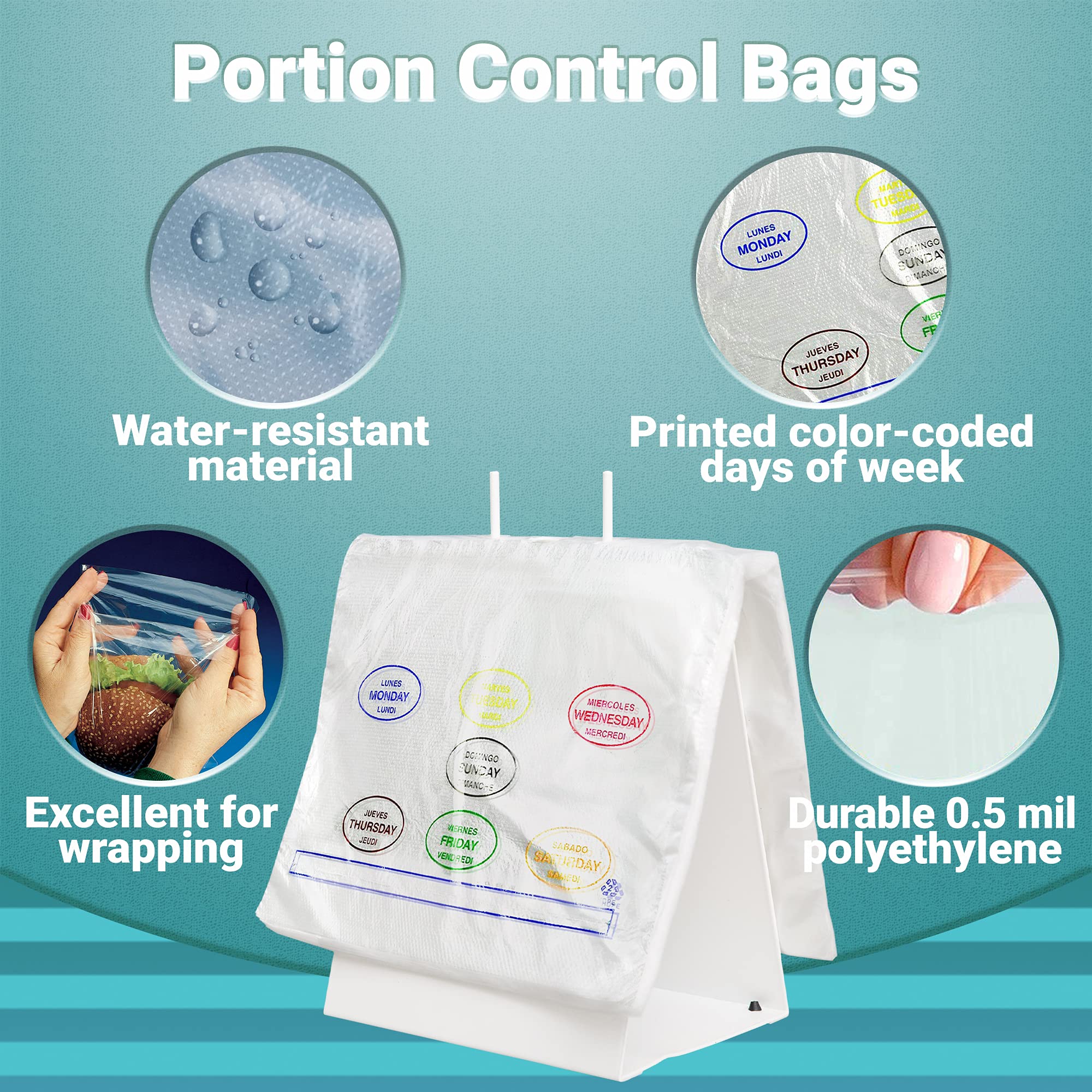 APQ 1000 Pack Portion Control Bags 10x8.5 Inch - Ultra Thin 0.50 Mil Saddle Pack Bags | Food Storage & Packing Bags | Lip & Flip Design Polyethylene Bags for Restaurants, Catering & Food Service Industry | Perfect for Meal Prep, Takeout & Bulk Food Storage