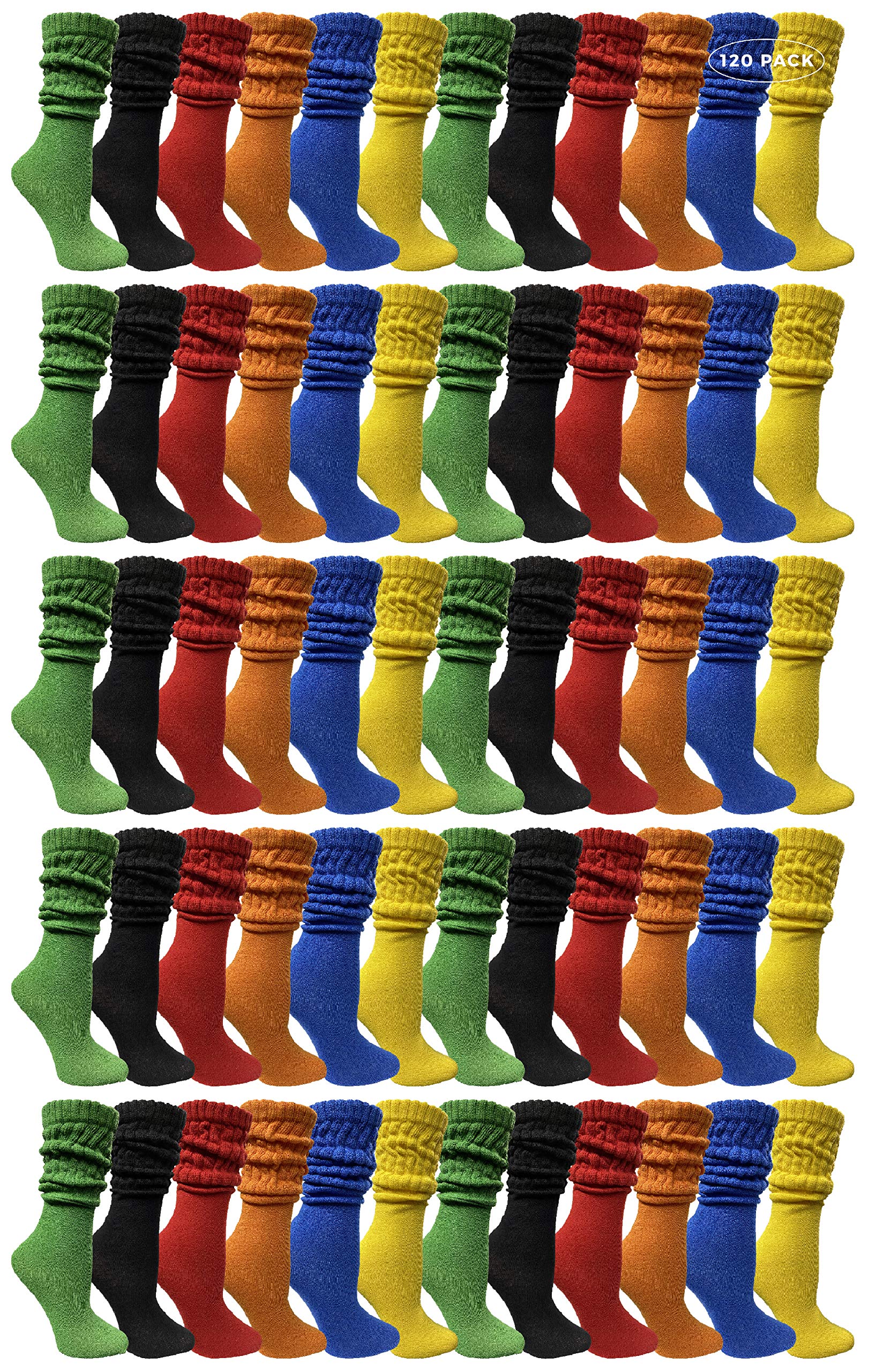 Yacht & Smith 120 Pack Women's Cotton Slouch Socks - Soft Knee High Boot Socks for Women | Comfortable Crew Socks for Winter, Fall & Casual Wear