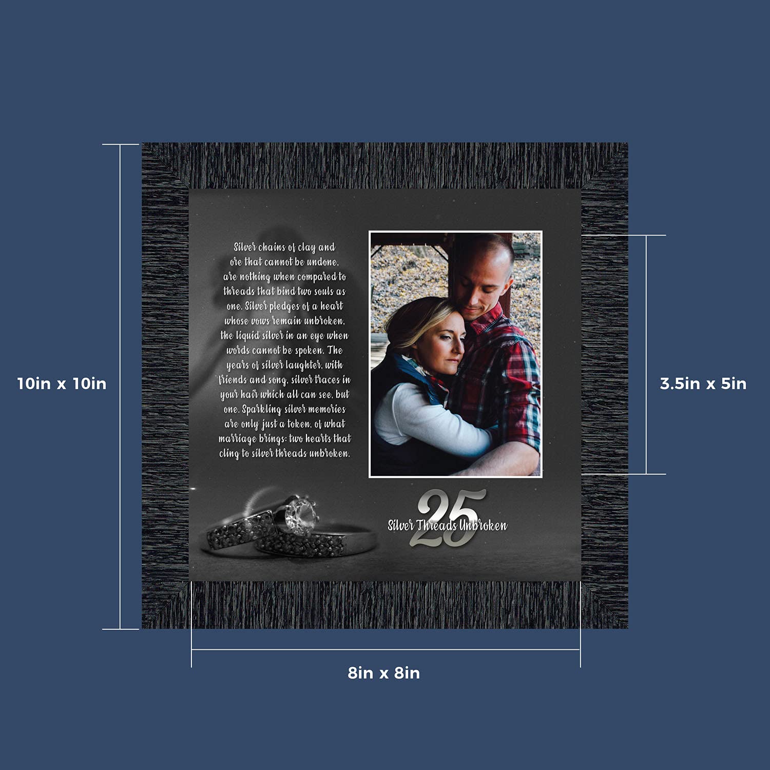 Crossroads Home Décor 25th Anniversary Picture Frame - Elegant Silver Wedding Anniversary Gift for Couples - Perfect for 25th Wedding Anniversary Decorations, Home Display & Special Occasion Gifts - 6303CH